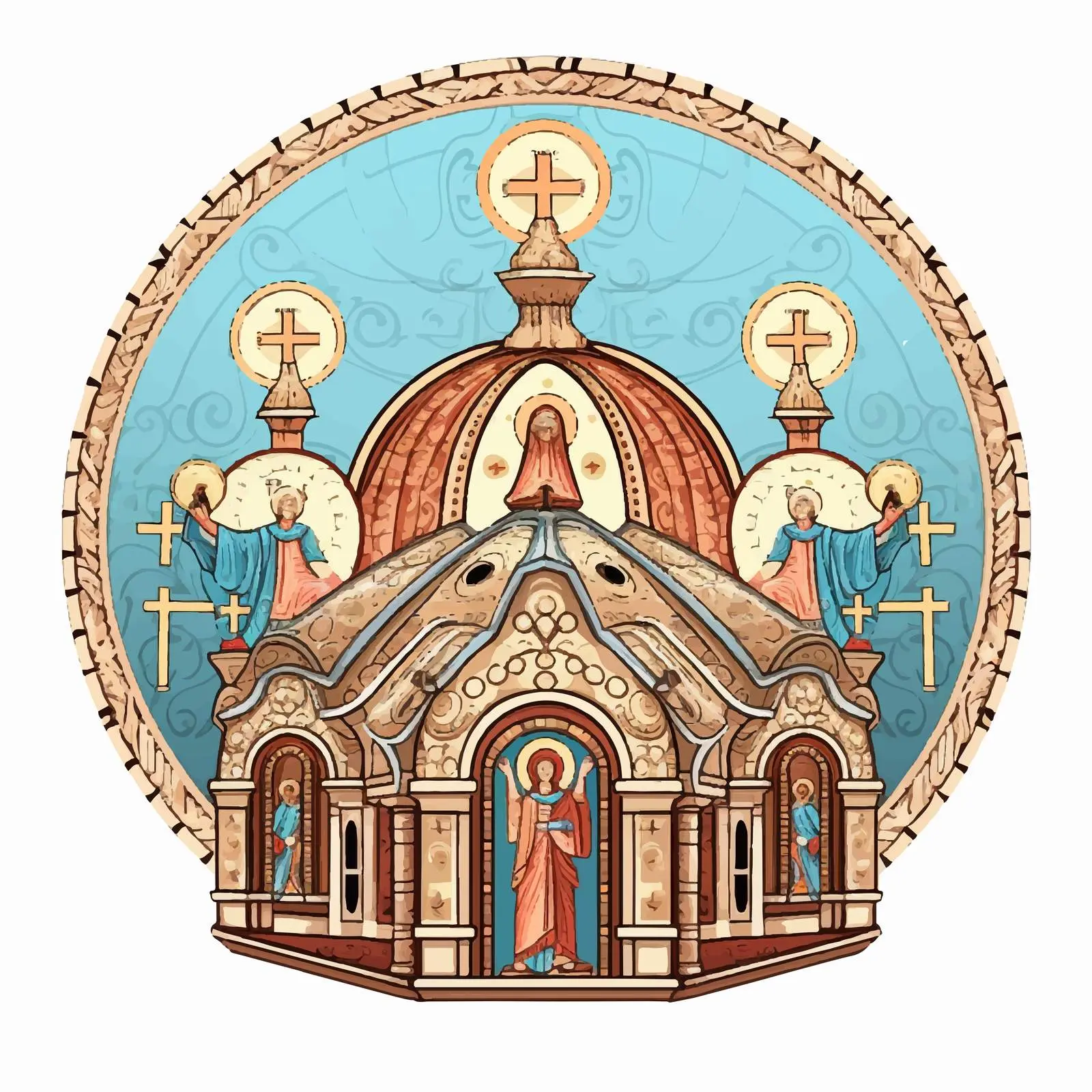 Cross Dome with Apostles and Seraphim Illustration – free apostle image from Dotvec