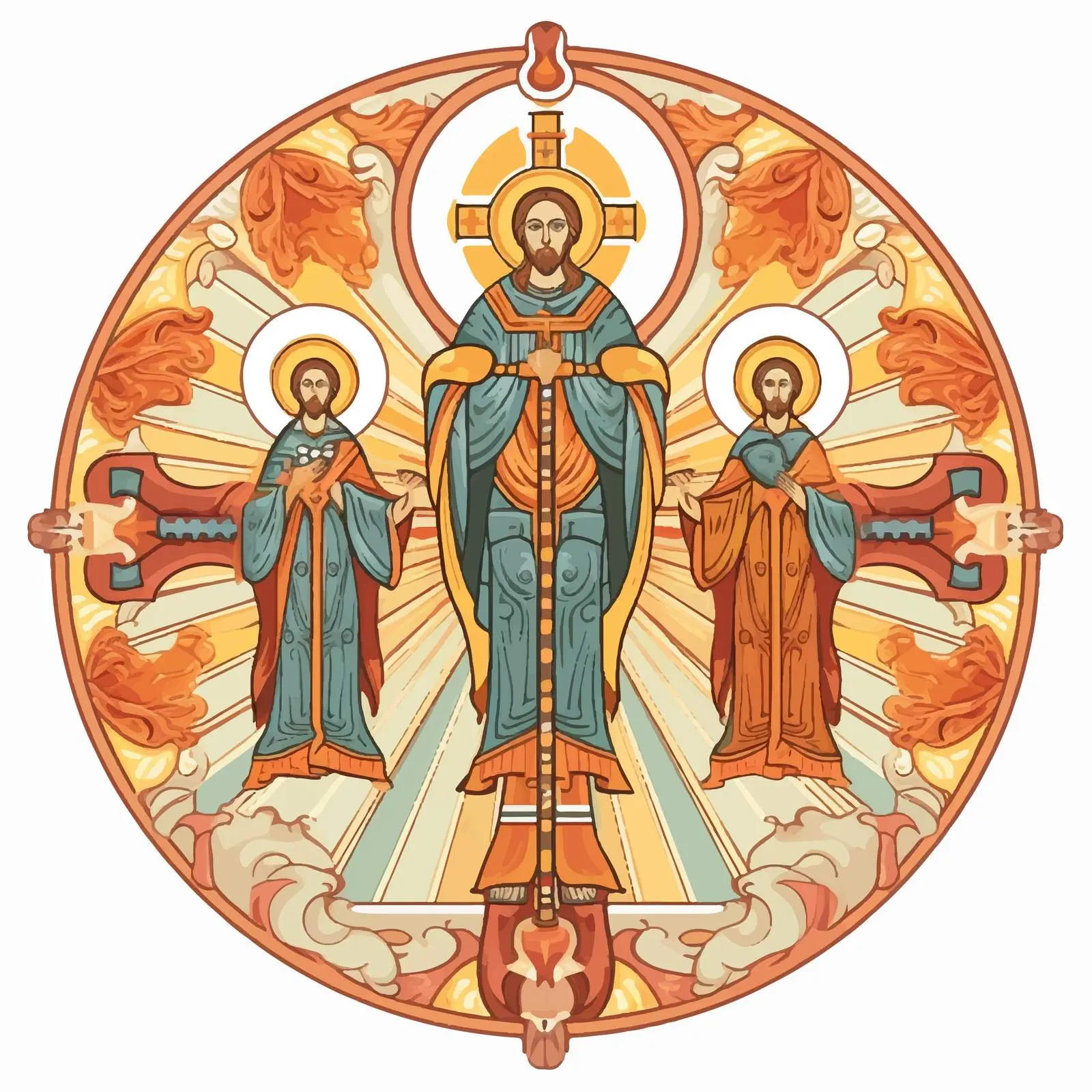 Cross Dome with Apostles and Seraphim Illustration – free geometry image from Dotvec