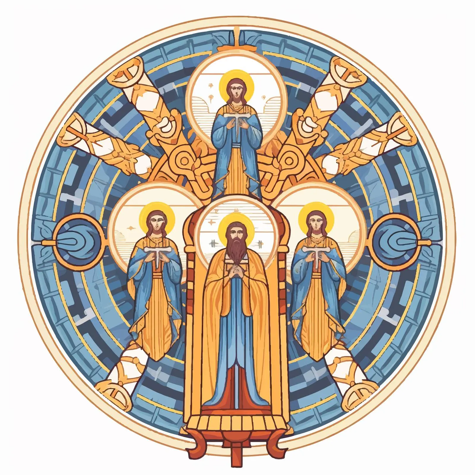 Byzantine Dome with Apostles and Seraphim Illustration – free geometry image from Dotvec
