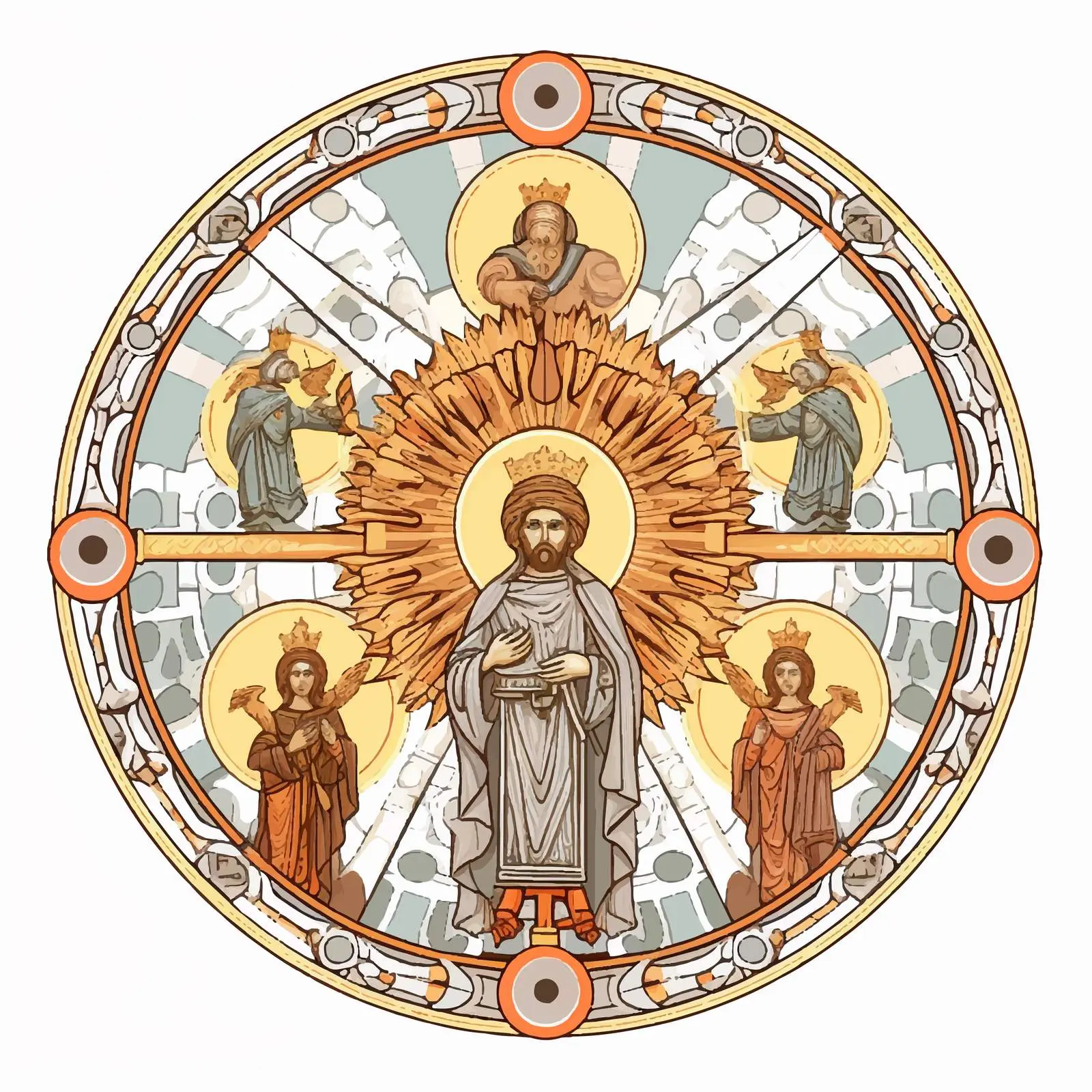 Cross Dome with Apostles and Seraphim Illustration – free geometry image from Dotvec