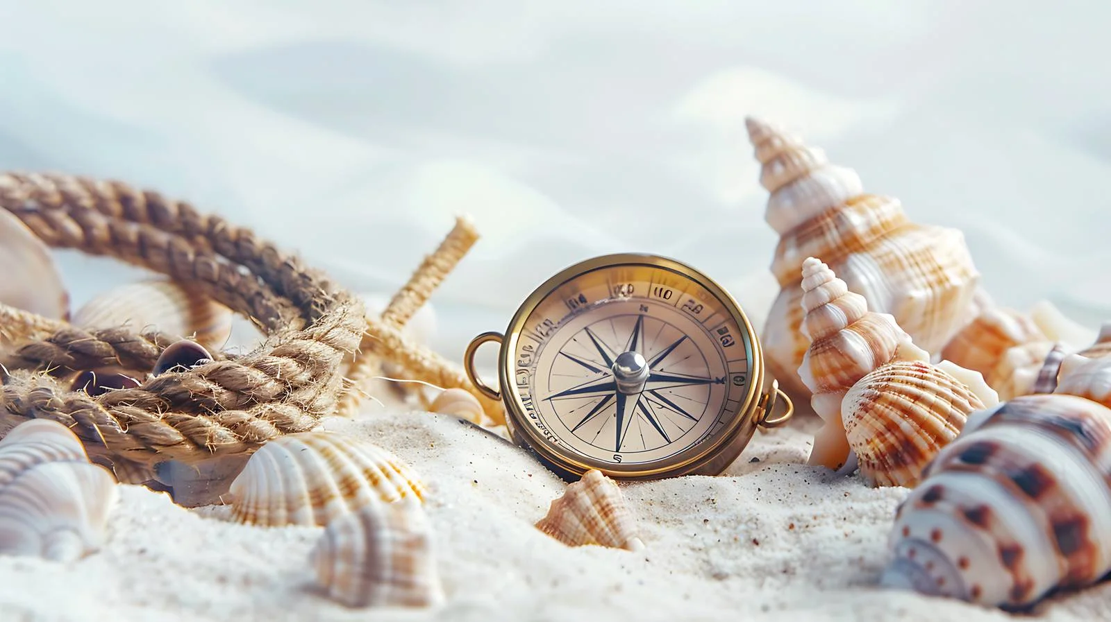 Seafaring Compass and Shells with Oceanic Rope — free download from Dotvec