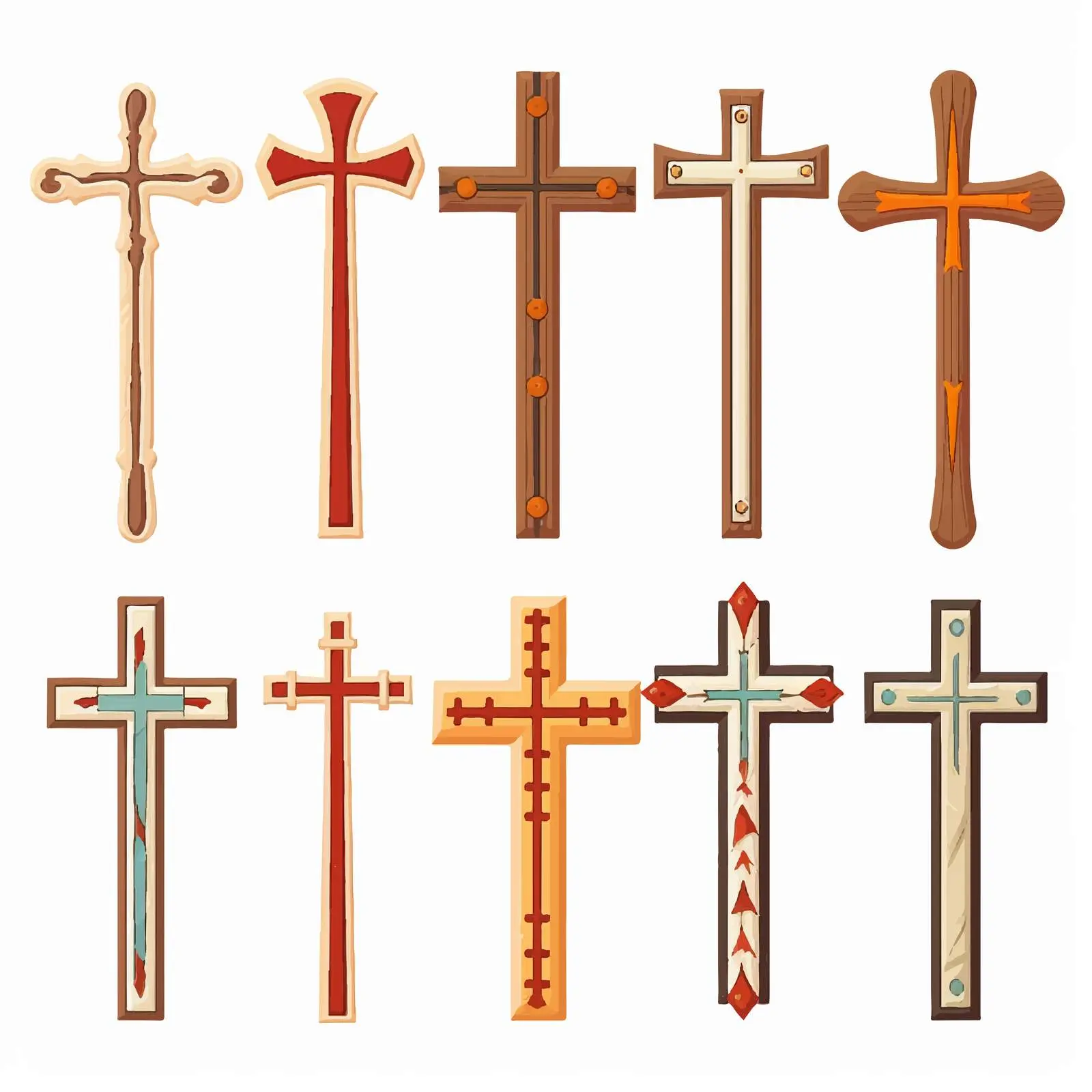 Cartoon Crosses on White Background Vector Art – free artistic interpretation image from Dotvec