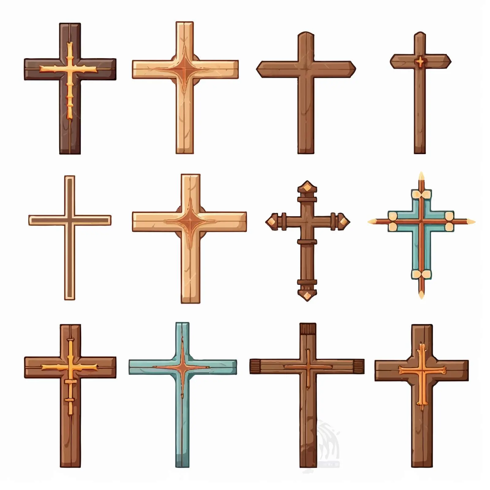 Cartoon Religious Crosses on White Background — free download from Dotvec