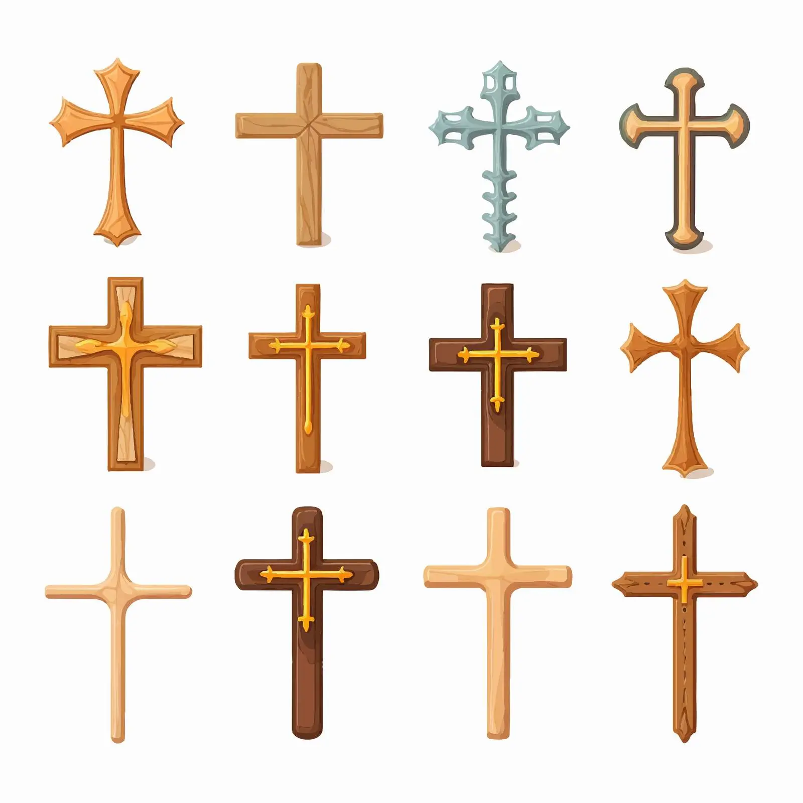 Set of Cartoon Religious Crosses on White Background — free download from Dotvec