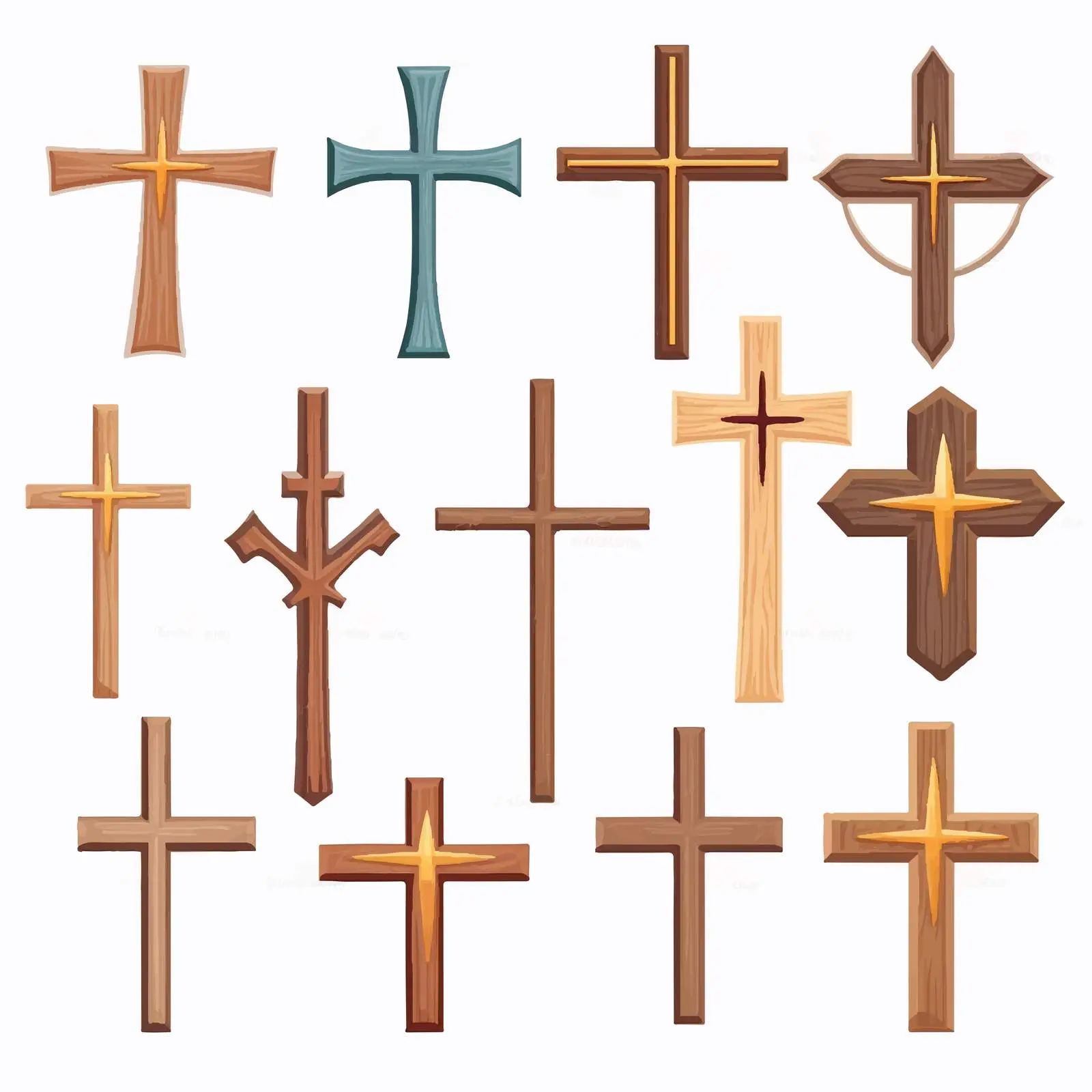 Cartoon Religious Crosses Vector Set on White — free download from Dotvec