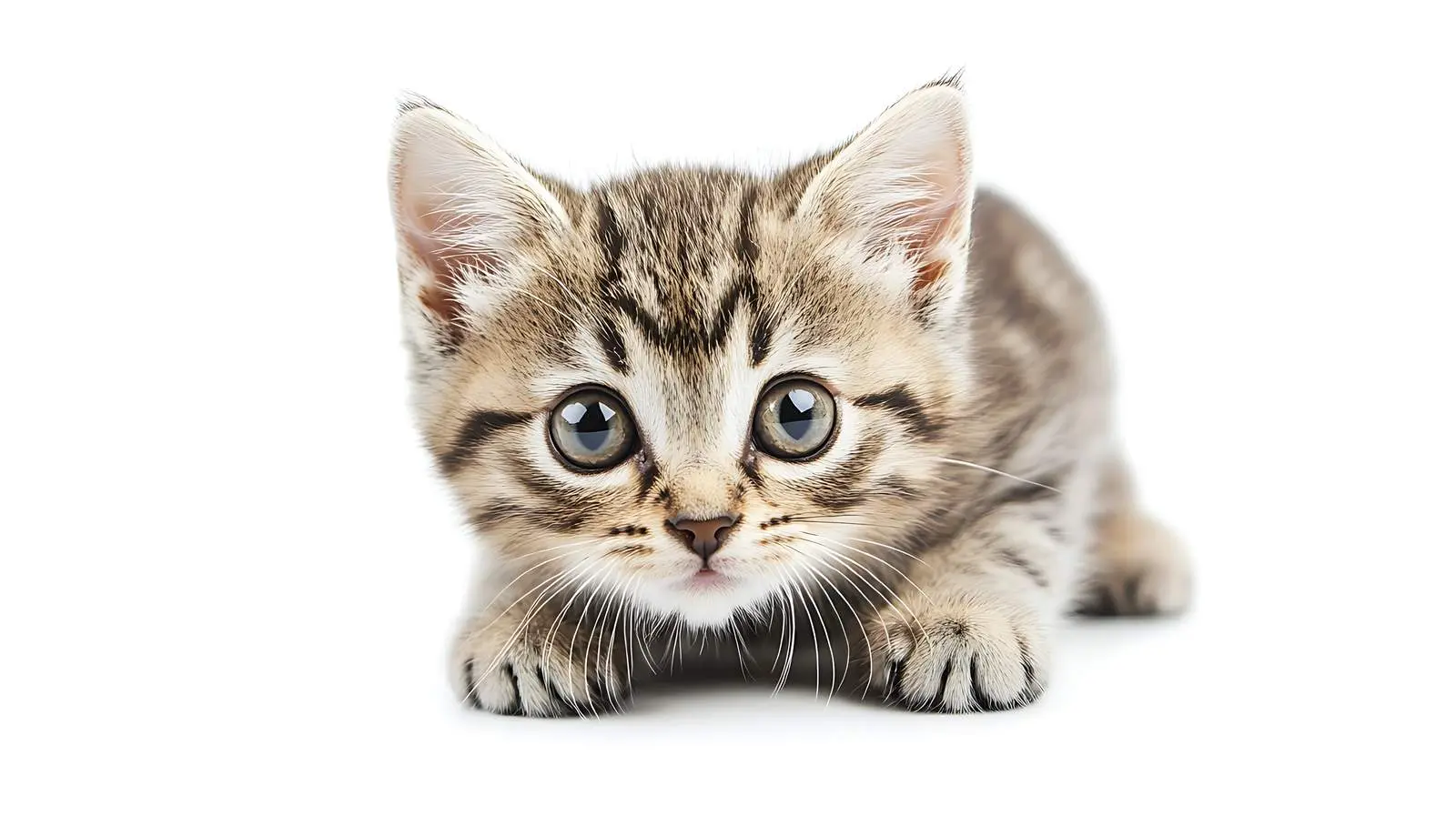 Crouching Scottish Straight Kitten Isolated on White — free download from Dotvec