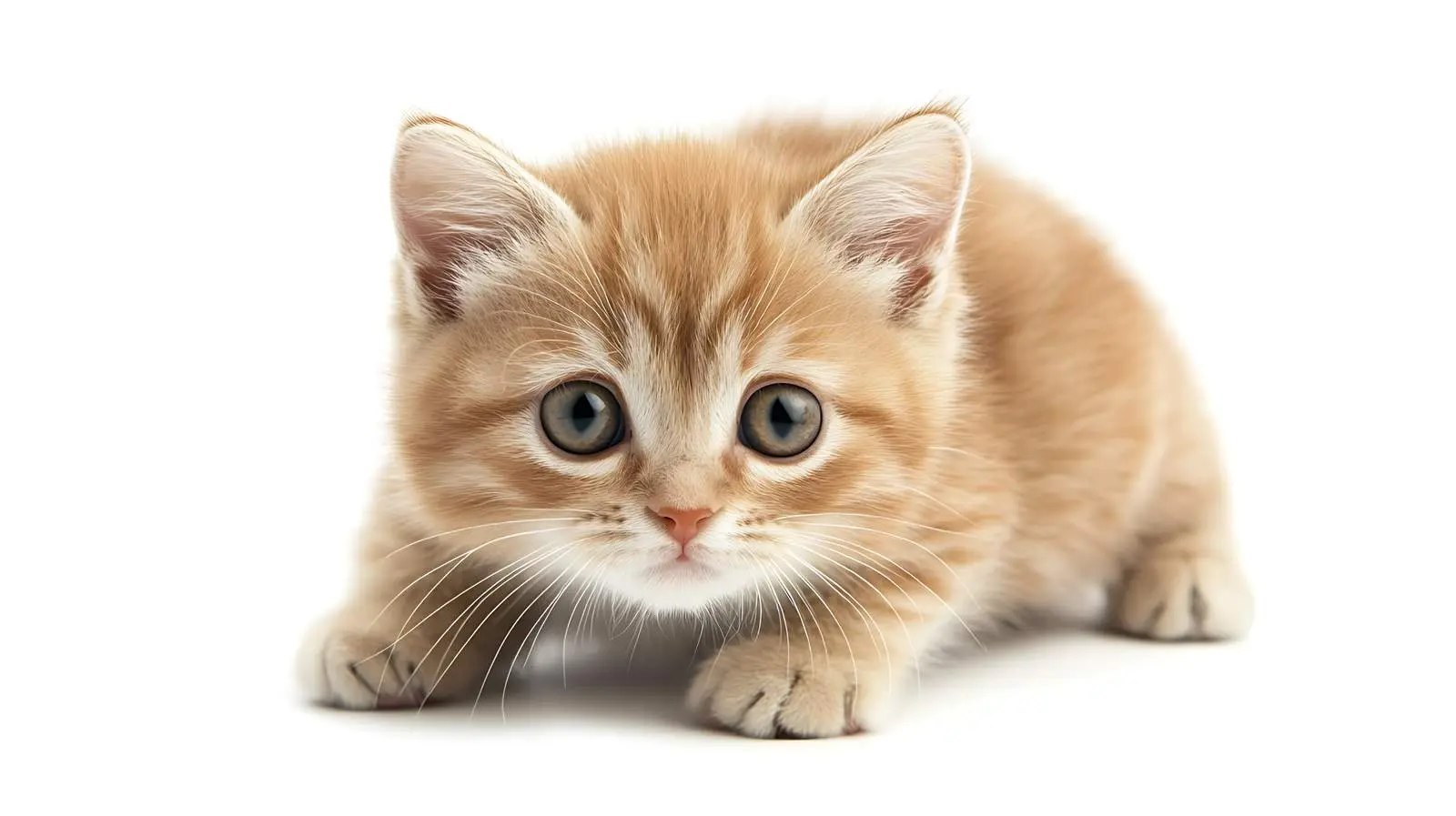 Crouching Scottish Straight Kitten Isolated on White – free paws image from Dotvec