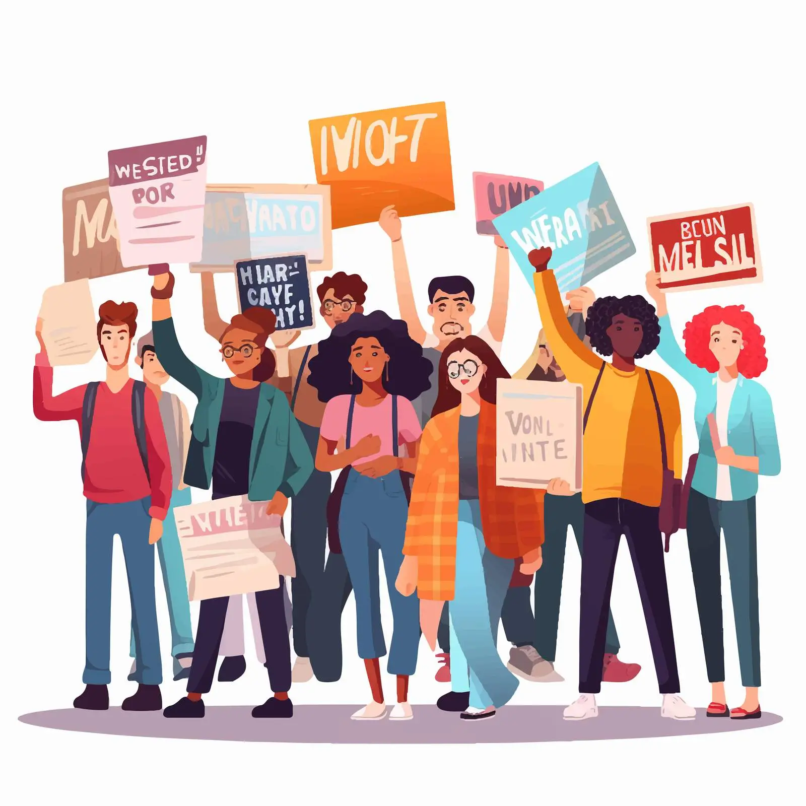 Protesters Holding Banners and Placards – free march image from Dotvec