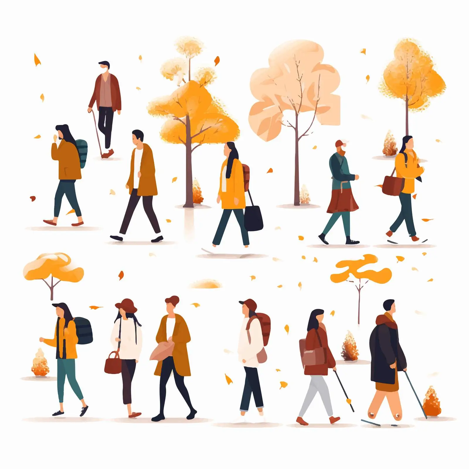 Tiny People in Autumn Outerwear Vectors — free download from Dotvec
