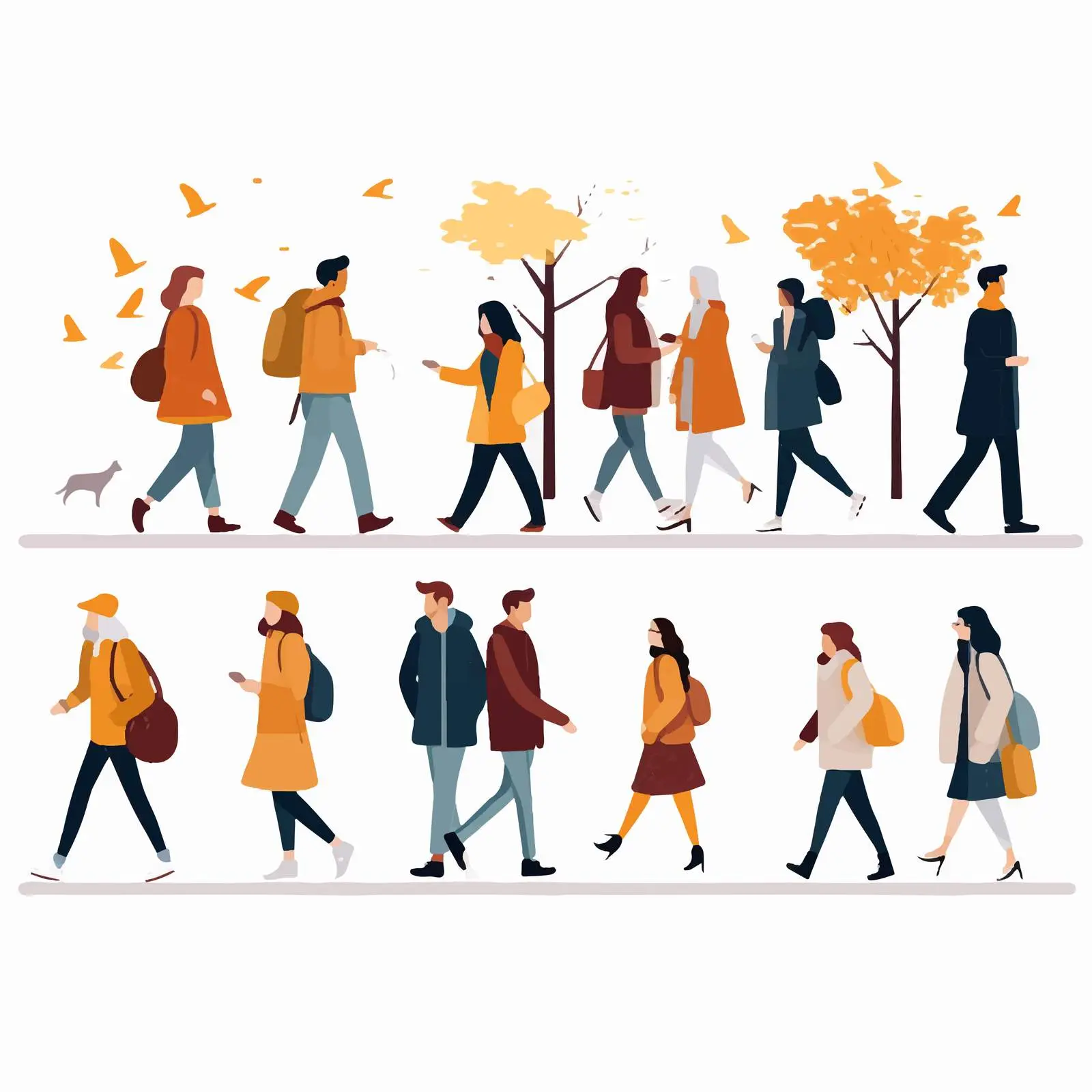 Tiny People in Autumn Outerwear — free download from Dotvec