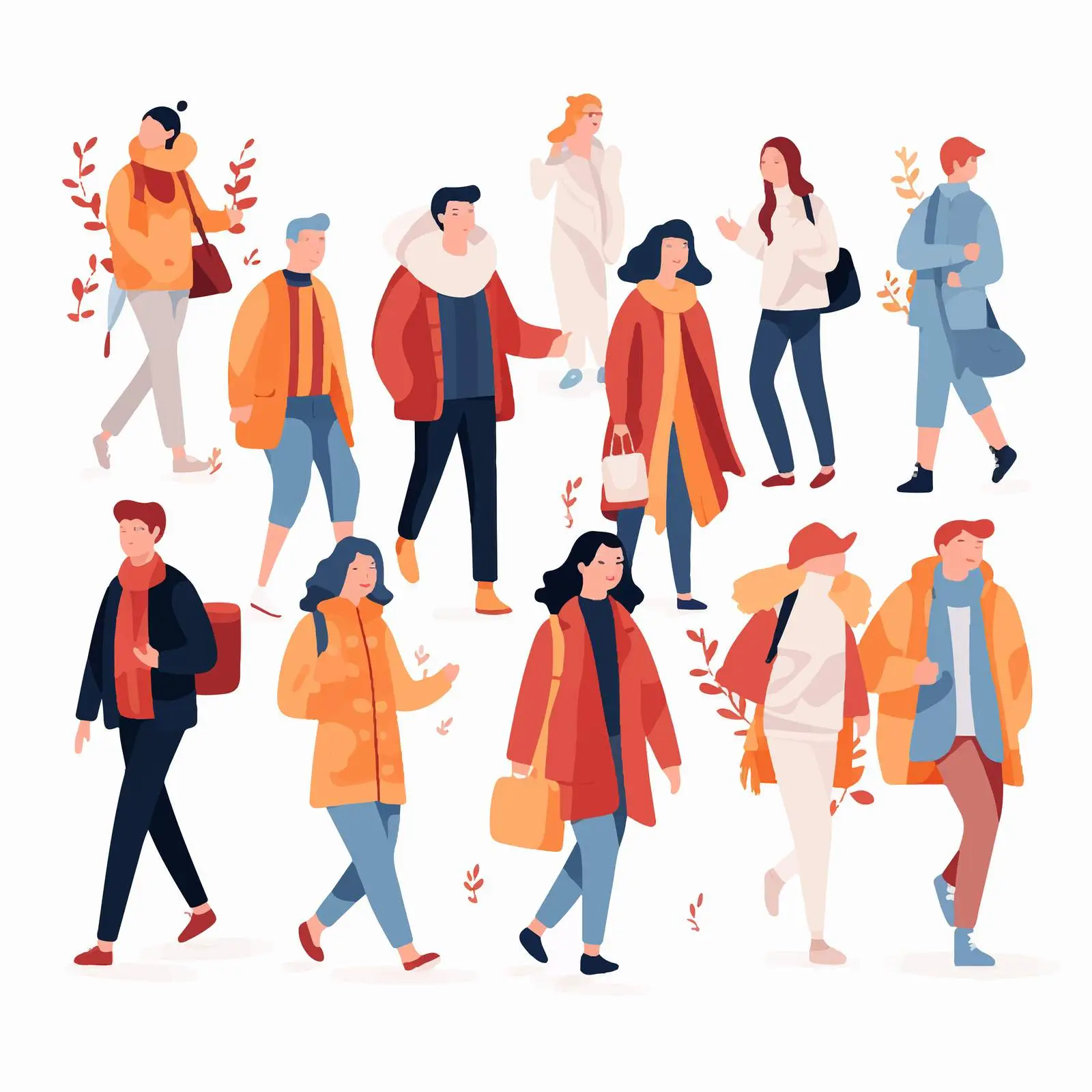 Autumn Clothing Crowd Illustration — free download from Dotvec