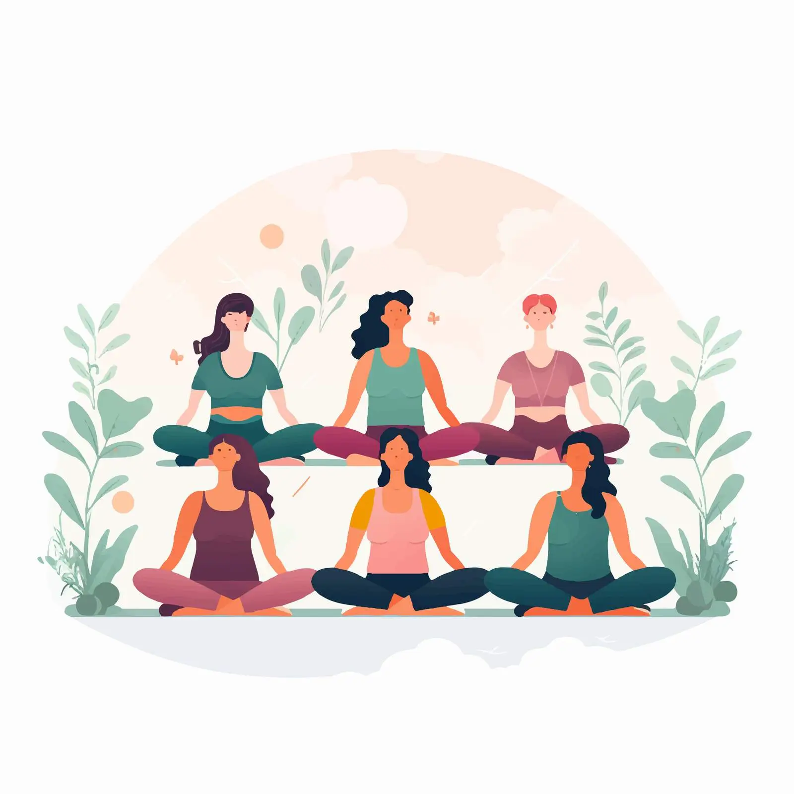 Tiny People Practicing Yoga Exercises Together — free download from Dotvec