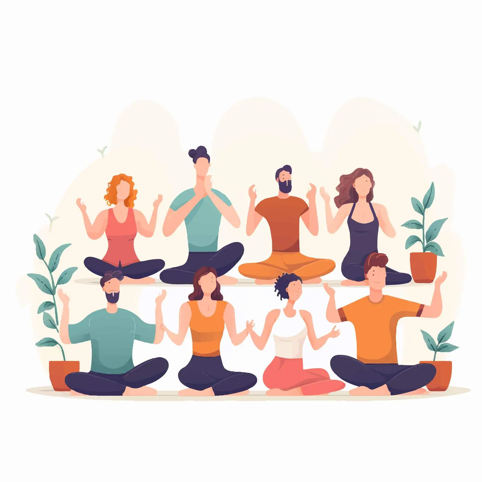 Tiny People Practicing Yoga Together — free download from Dotvec