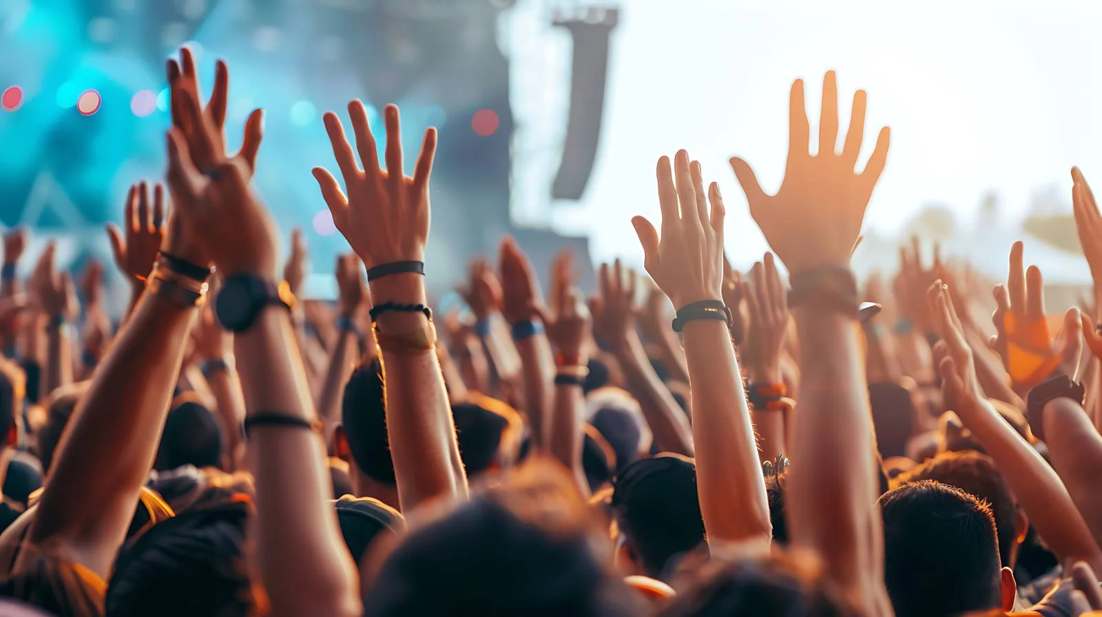 Energetic Concert Crowd with Raised Hands — free download from Dotvec