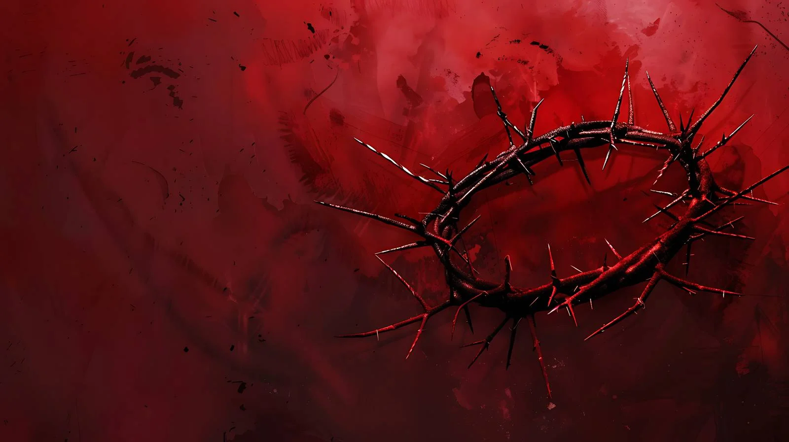 Thorny crown on deep crimson backdrop — free download from Dotvec