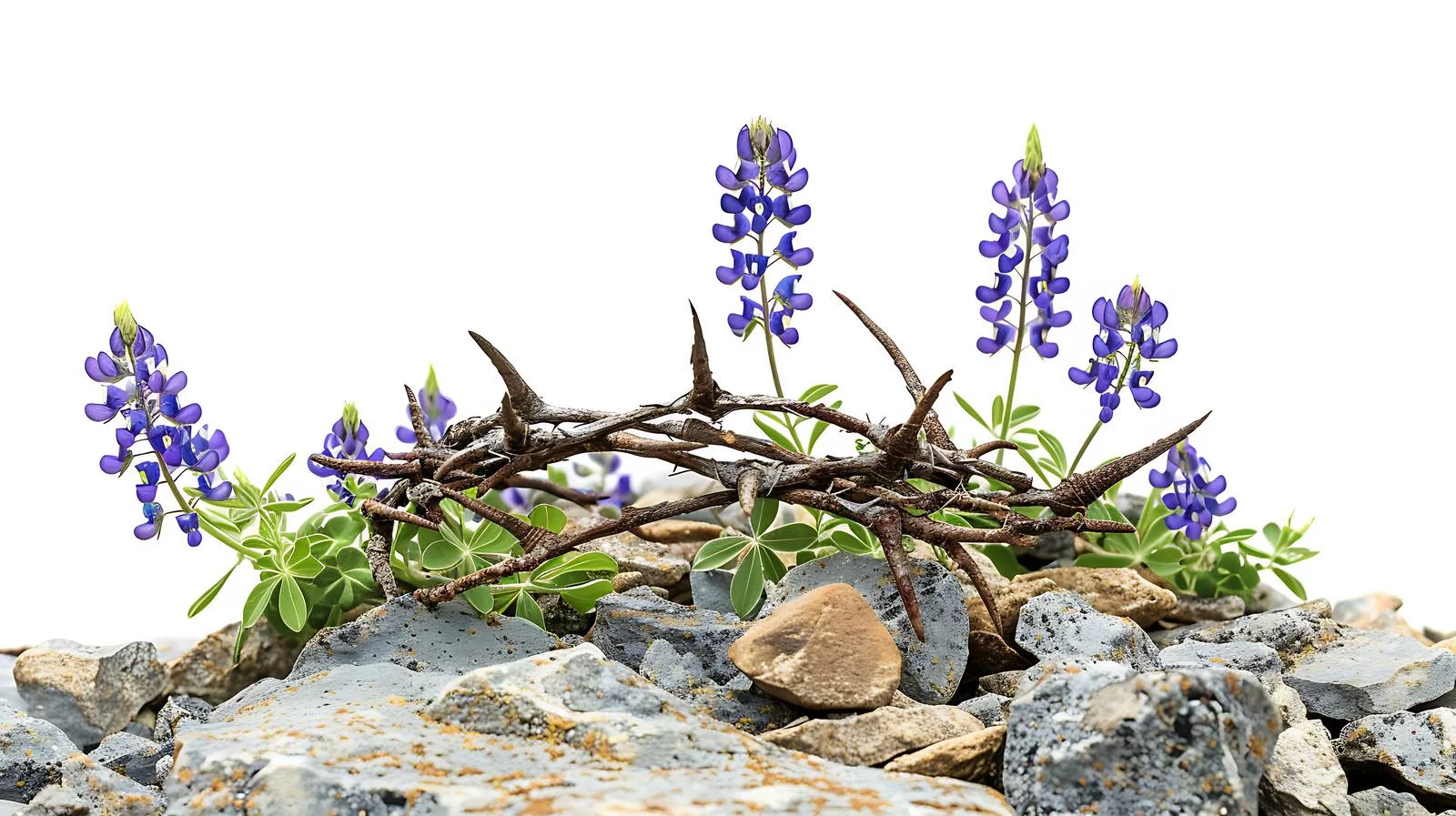 Thorny Crown on Texas Bluebonnet Bloom – free prickly image from Dotvec