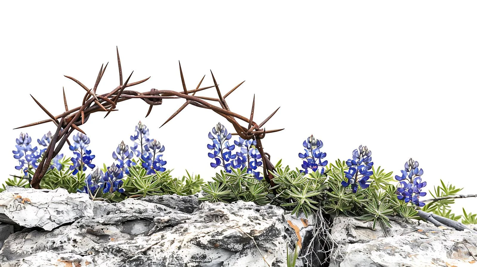Flowering crown of thorns on rocky terrain — free download from Dotvec
