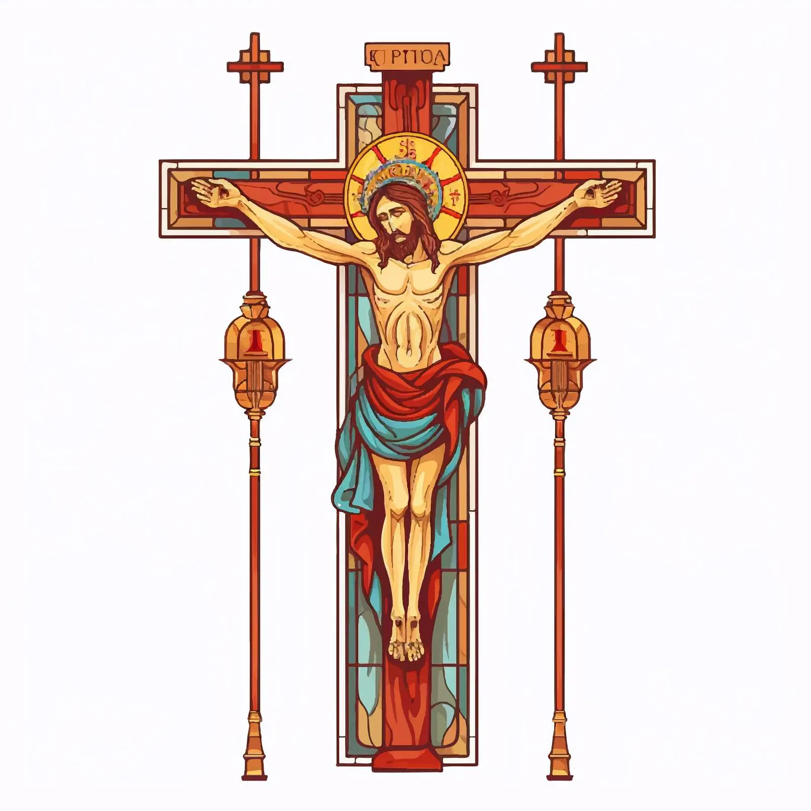 Byzantine Style Cartoon Crucifixion Illustration — free download from Dotvec
