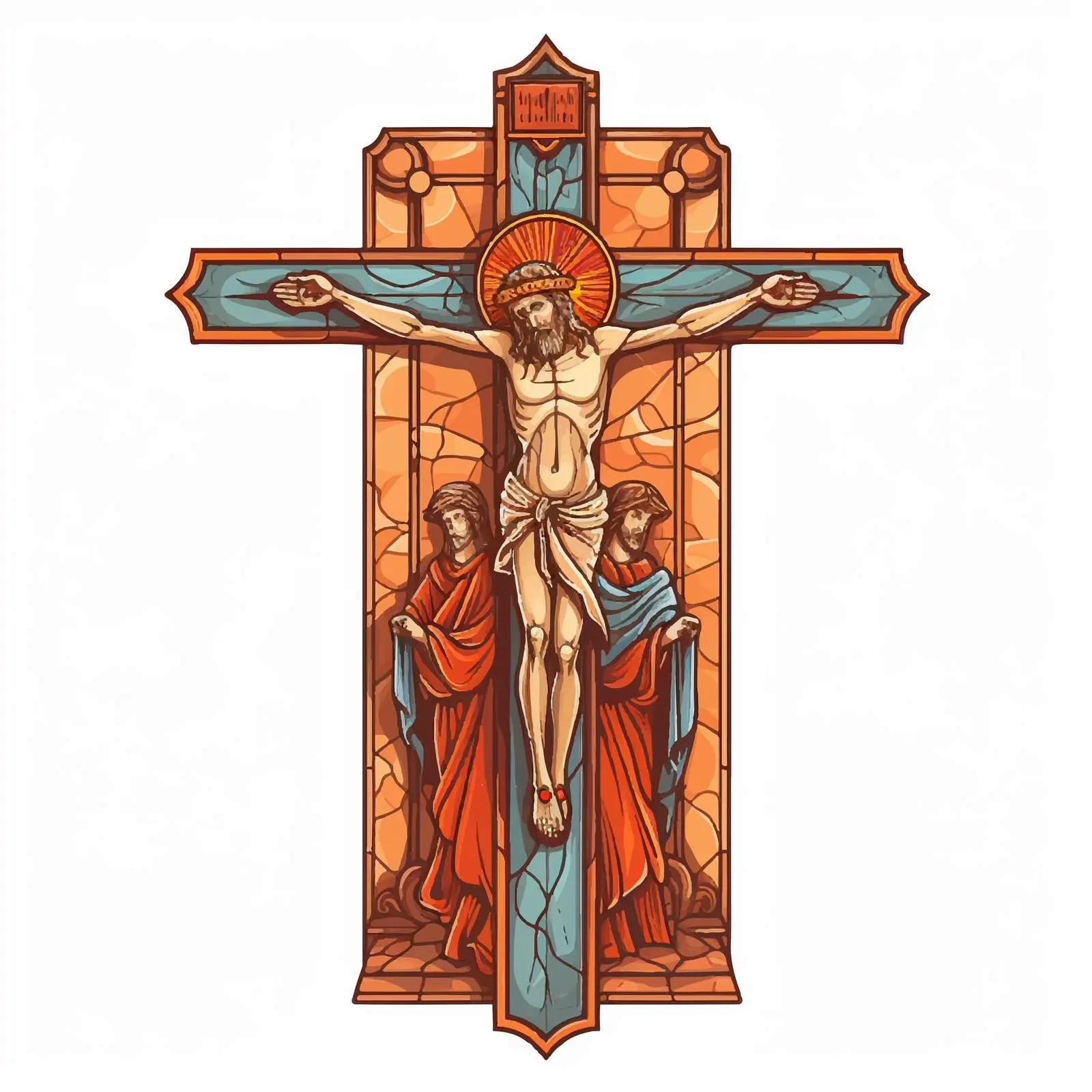 Byzantine Fresco Sketch of Crucifixion — free download from Dotvec