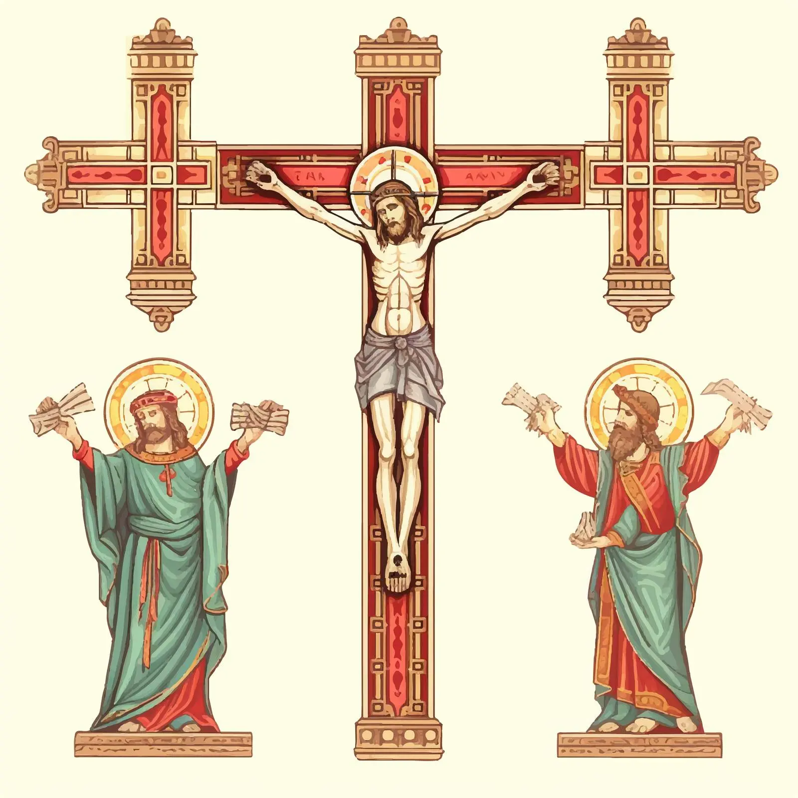 Byzantine Crucifixion Sketch Illustration – free frescoes image from Dotvec