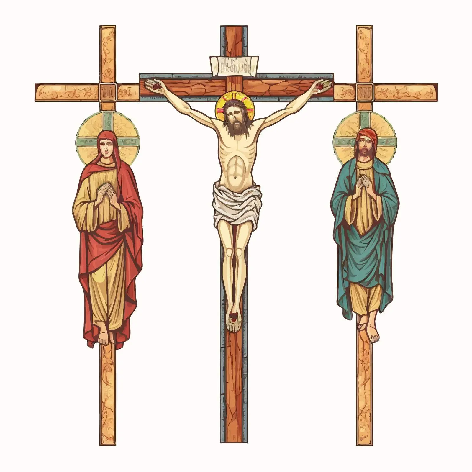 Byzantine Crucifixion Fresco Sketch Illustration – free artistic interpretation image from Dotvec