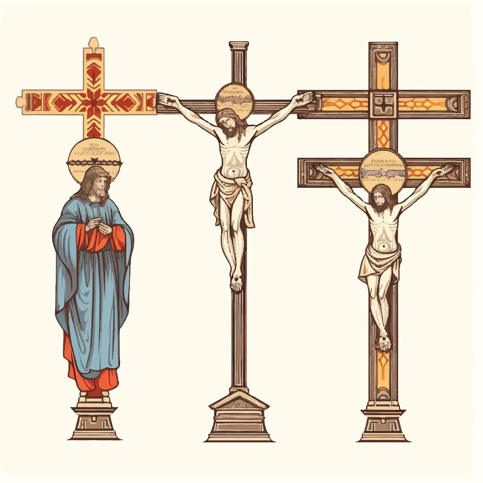 Byzantine Crucifixion Fresco Illustration Sketch — free download from Dotvec