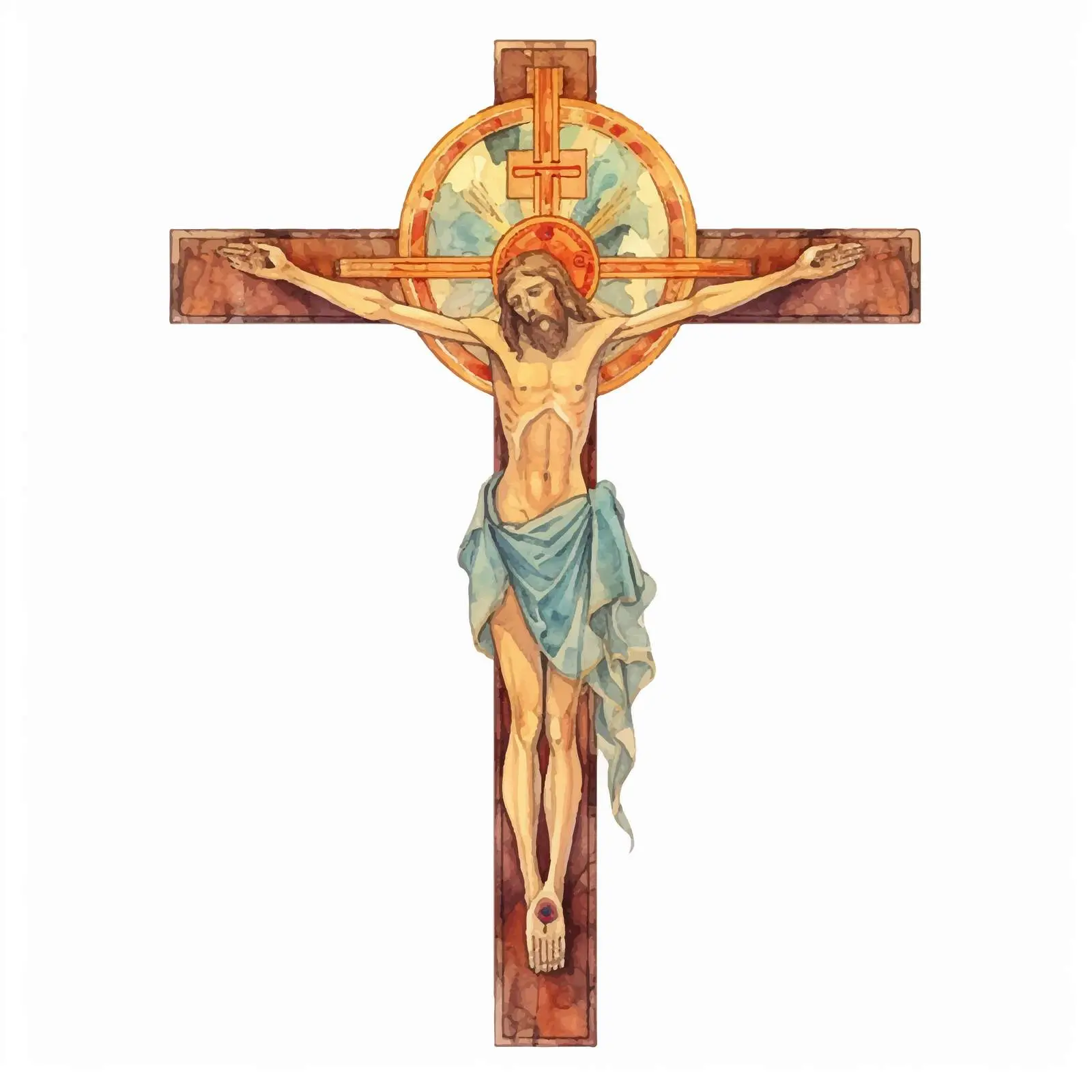 Byzantine Style Watercolor Crucifixion Illustration — free download from Dotvec
