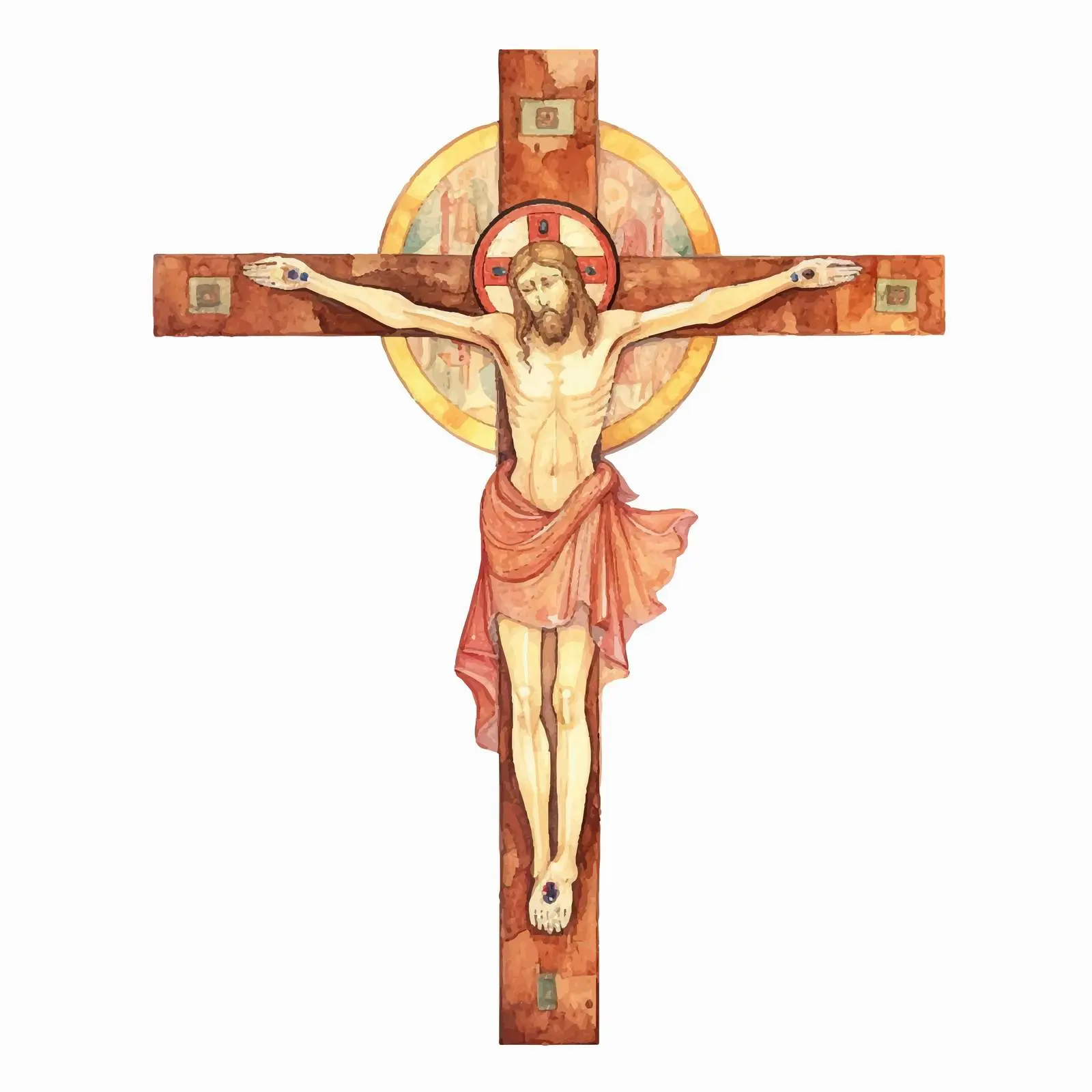 Byzantine Style Watercolor Crucifixion Illustration — free download from Dotvec