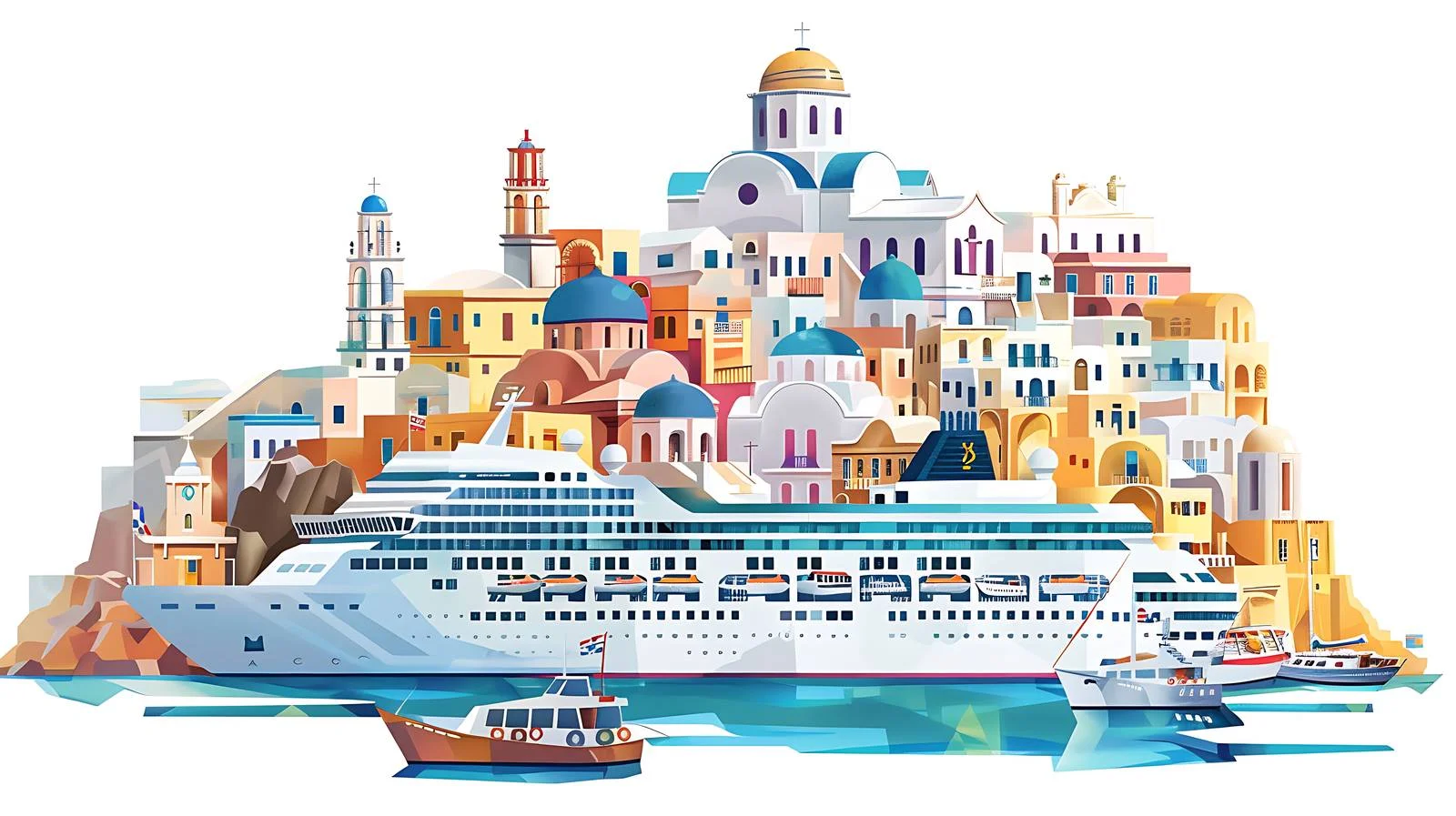 Santorini Cruise Ship Close-Up View — free download from Dotvec