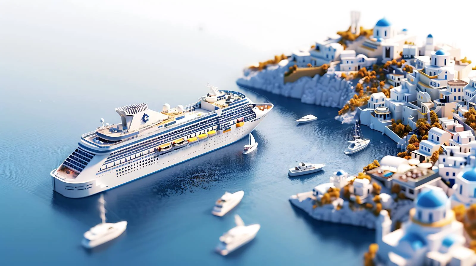 Luxury Vessels near Santorini Island — free download from Dotvec