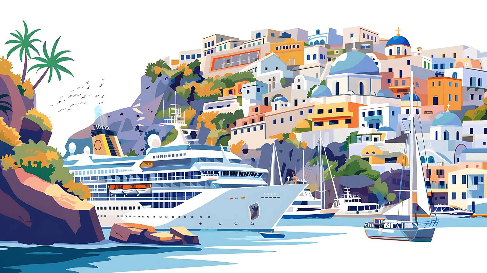Santorini Cruise Ship Close-Up View — free download from Dotvec
