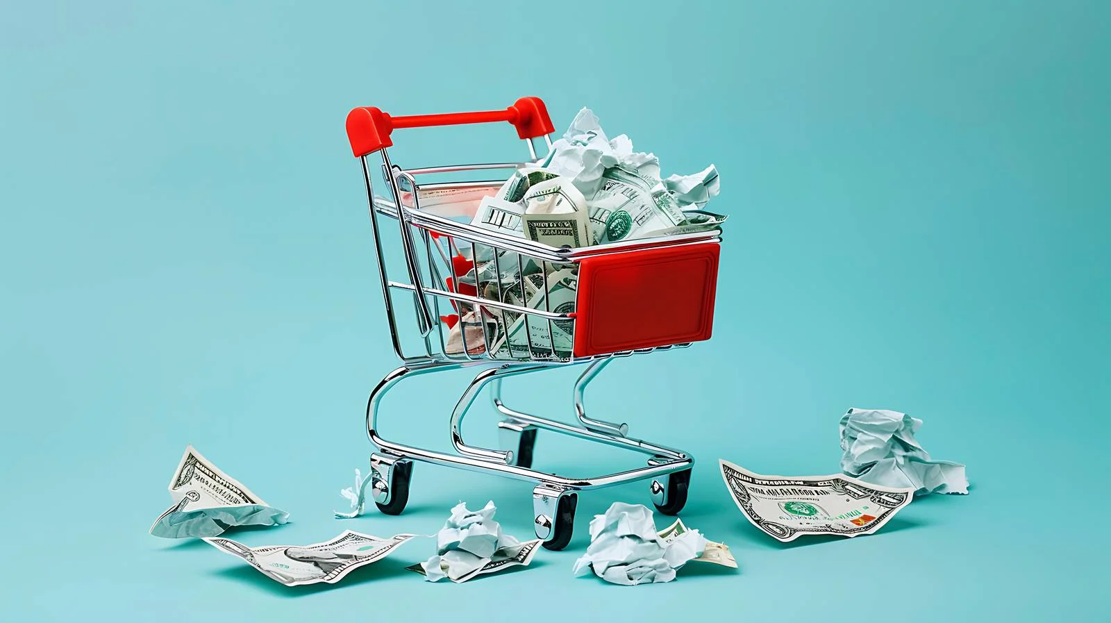 Financial Concept with Shopping Cart on Blue — free download from Dotvec