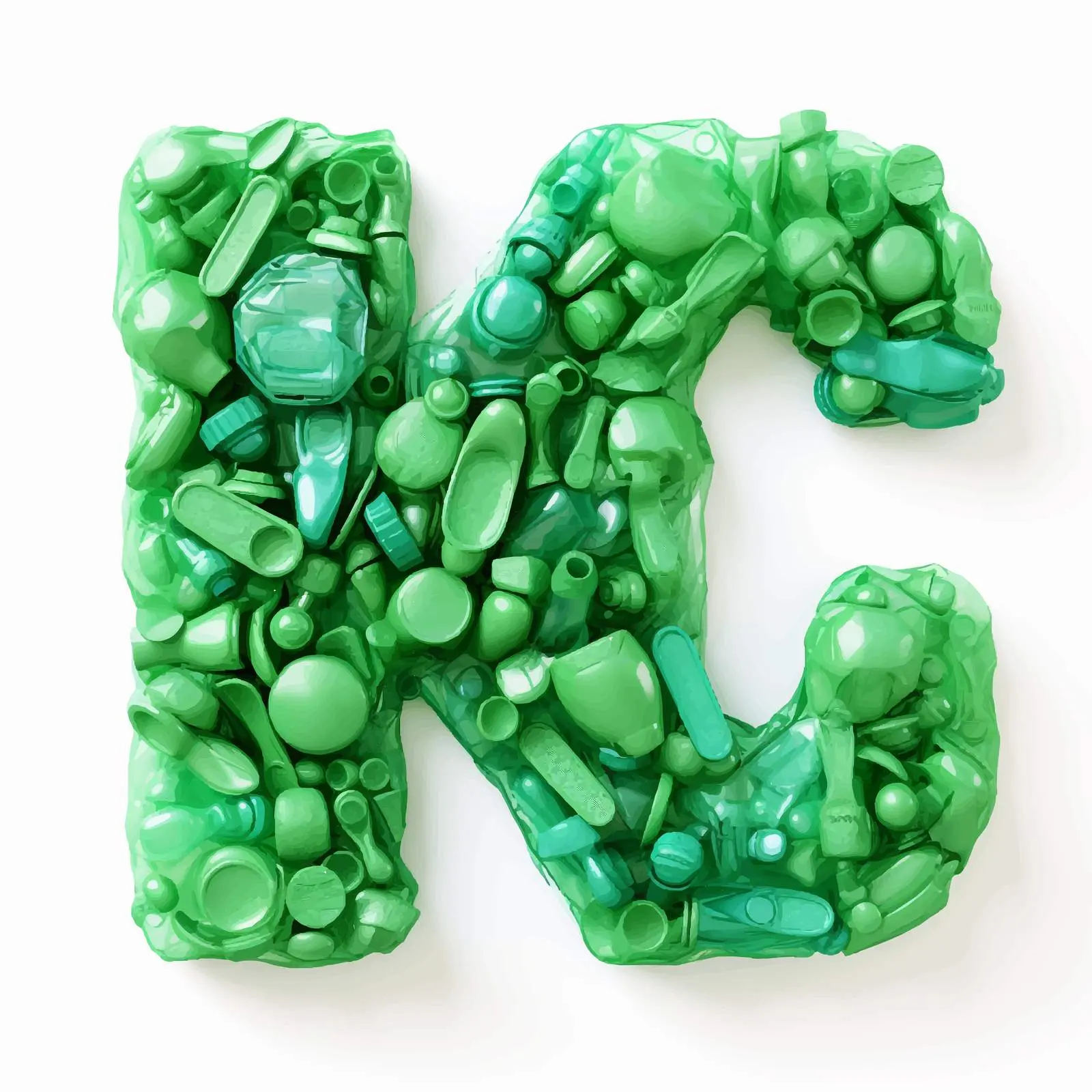 Crumpled Green Plastic Bottles Alphabet Garbage – free vector icon image from Dotvec