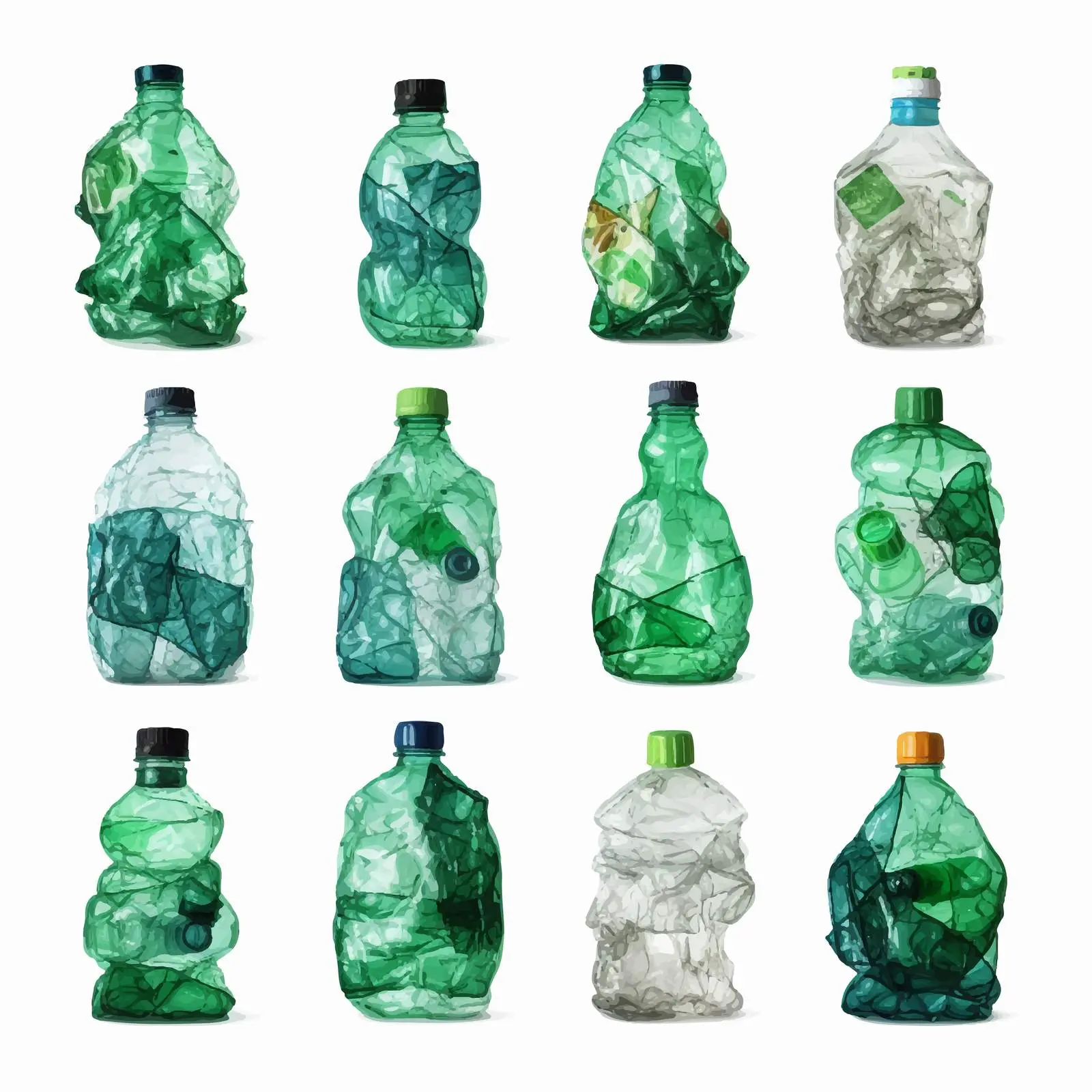 Crumpled Green Plastic Bottles Alphabet Vectors – free visual education image from Dotvec