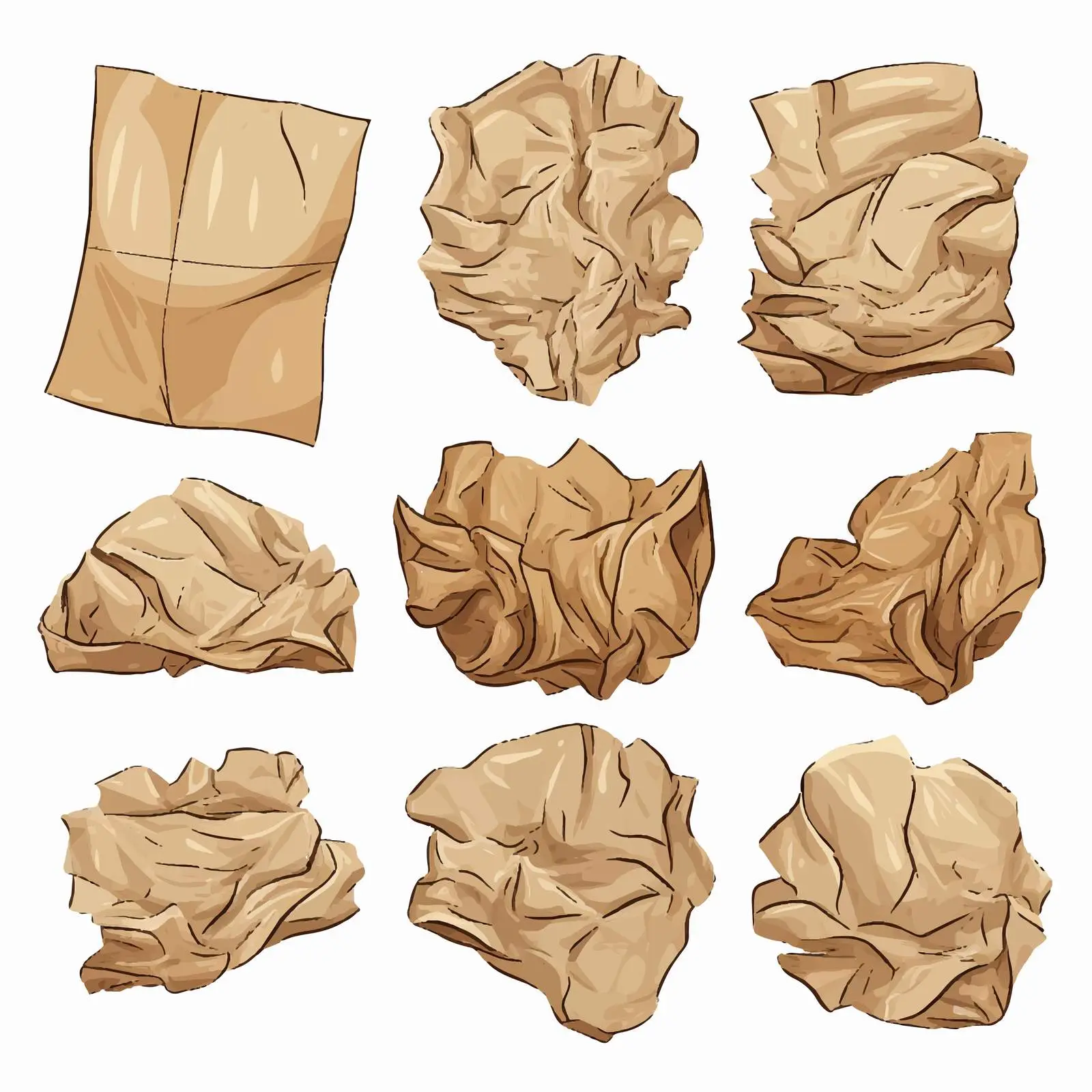 Crumpled Newspaper Pages on White Background — free download from Dotvec