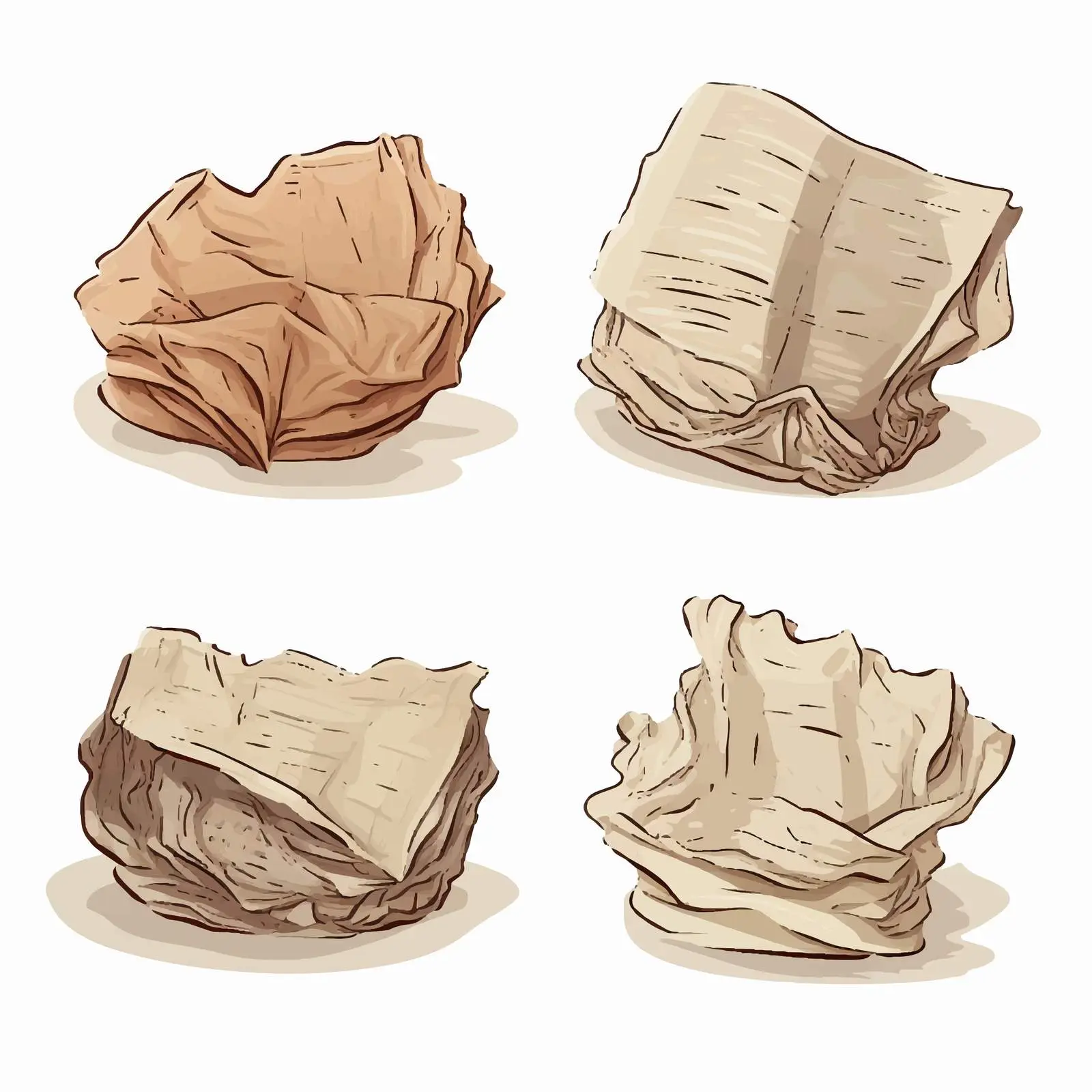 Crumpled Newspaper Pages Isolated on White Background — free download from Dotvec