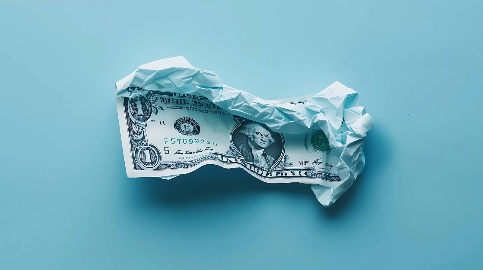 Crumpled Dollar Bill on Blue Background — free download from Dotvec