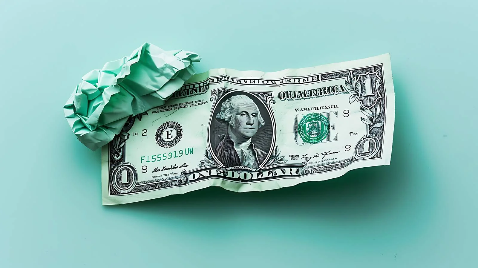 Crumpled Dollar Bill on Blue Background — free download from Dotvec