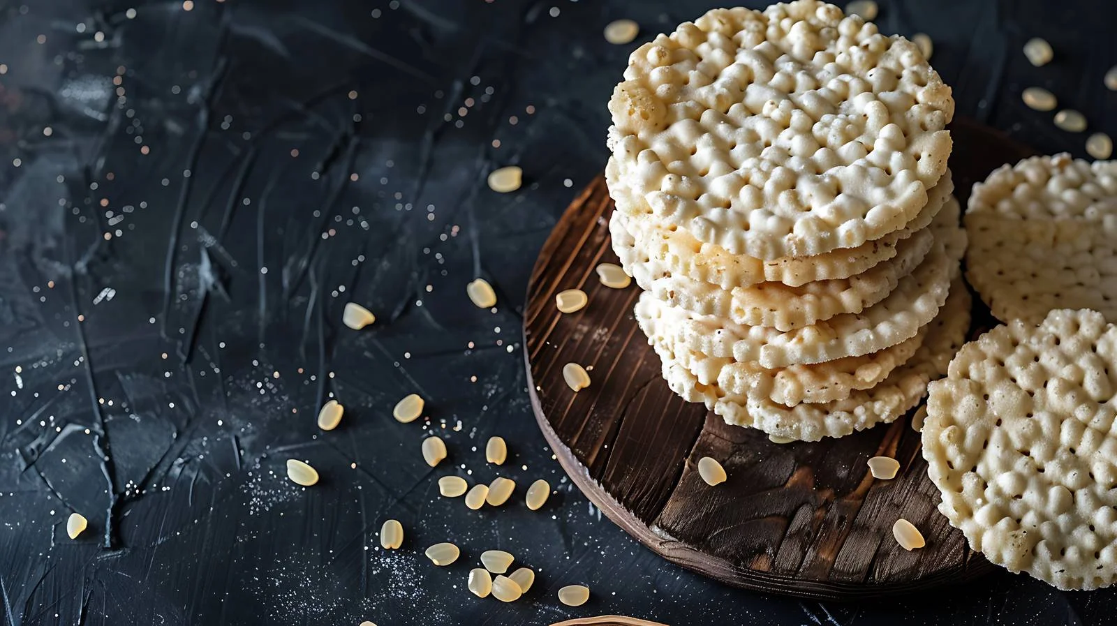 Crunchy Rice Cakes on Dark Background — free download from Dotvec