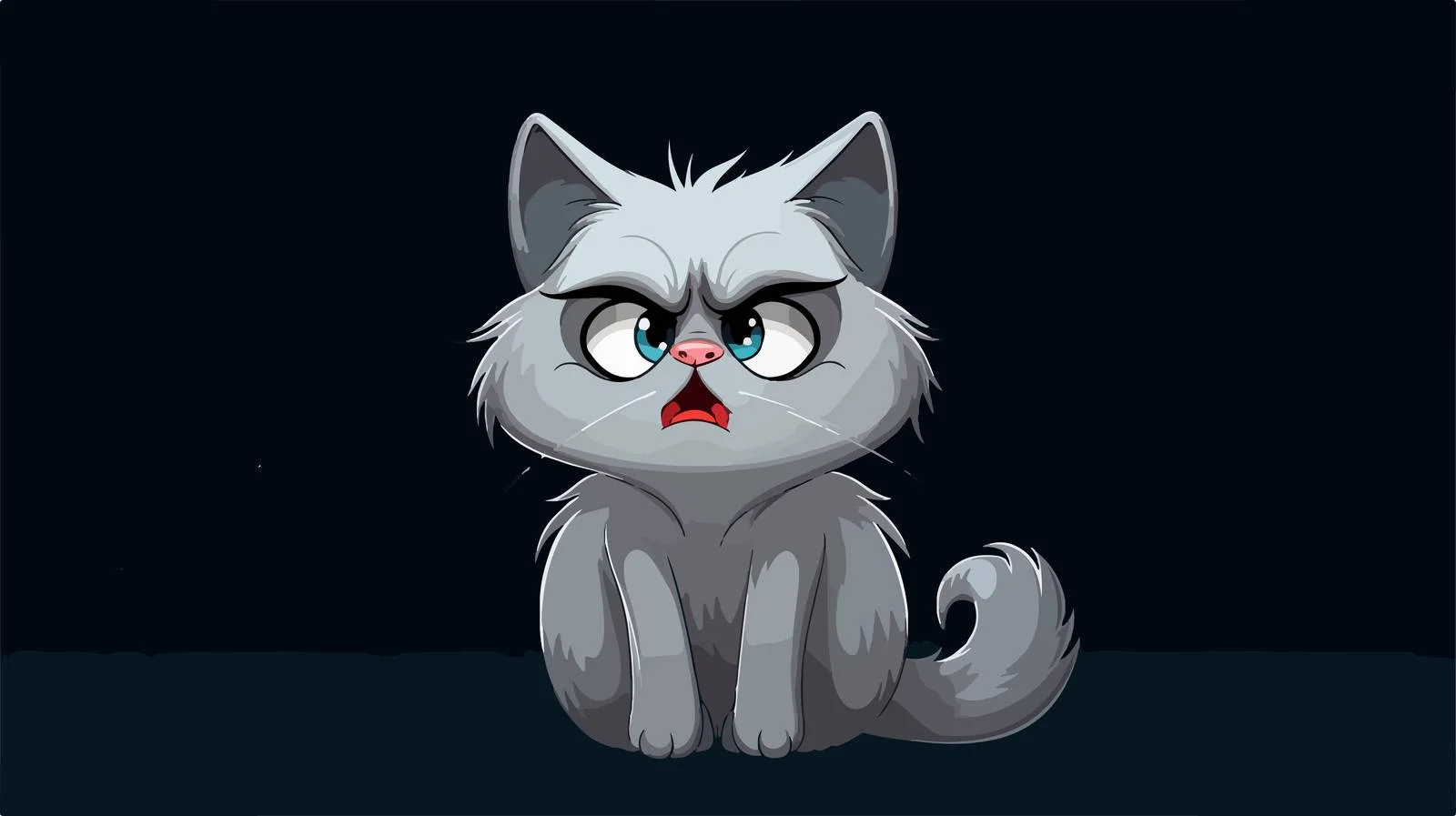 Sad Cartoon Cat Vector Illustration — free download from Dotvec