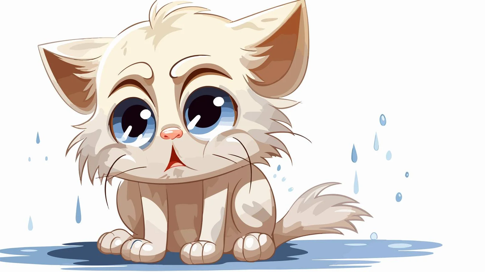 Sad Cartoon Cat Illustration — free download from Dotvec
