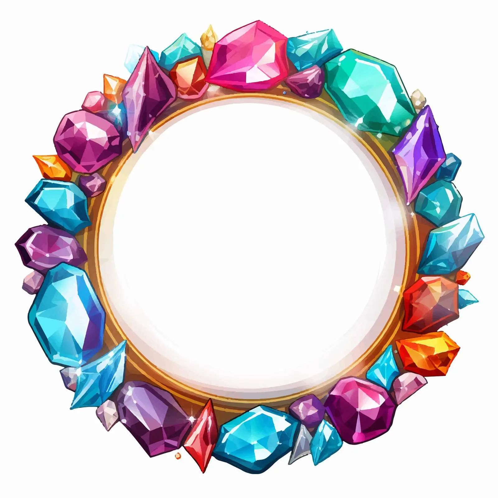 Colorful Crystal Gemstones Round Frame Illustration – free gemstone image from Dotvec