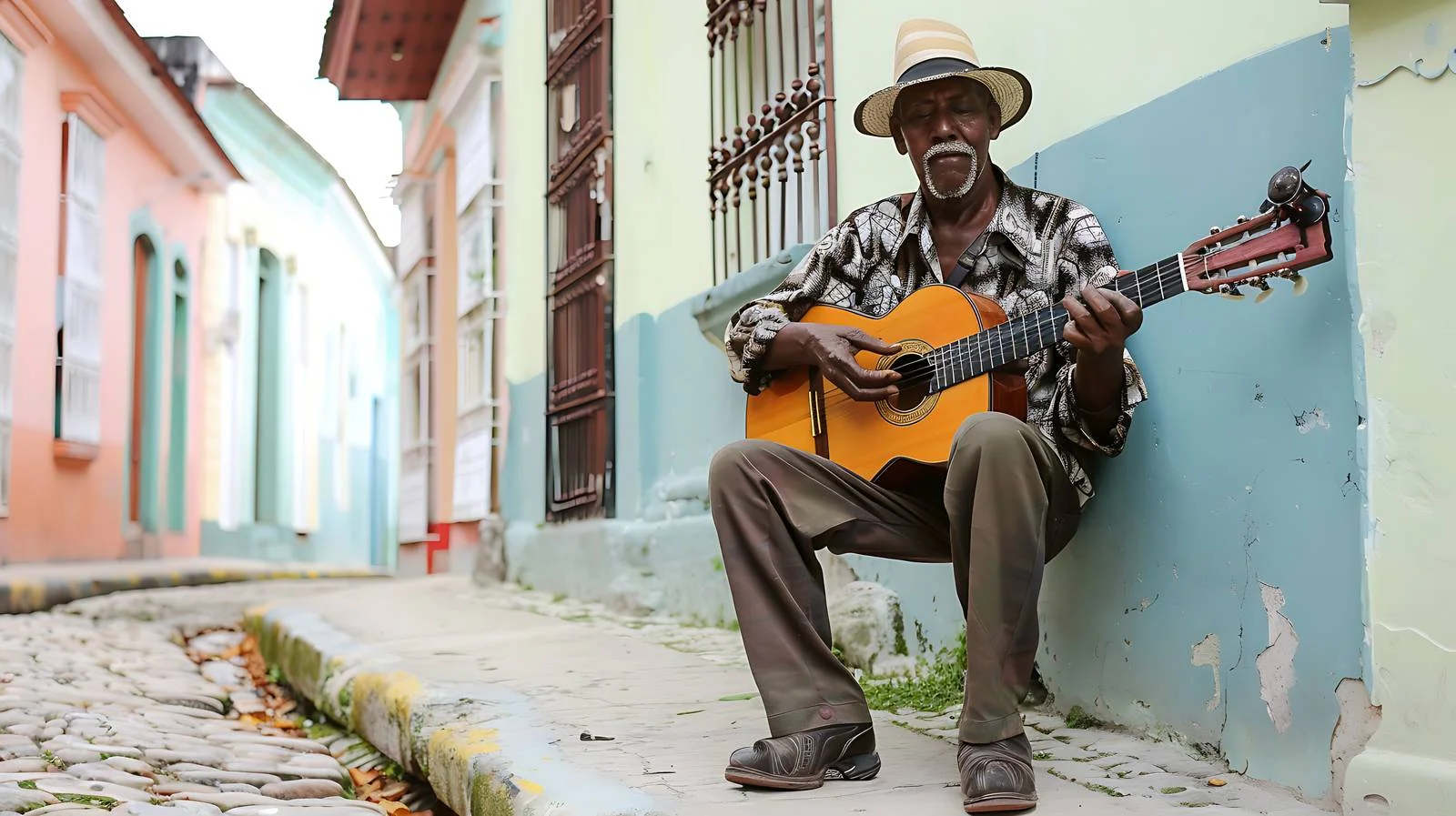 Cuban Guitarist Serenading on Street — free download from Dotvec
