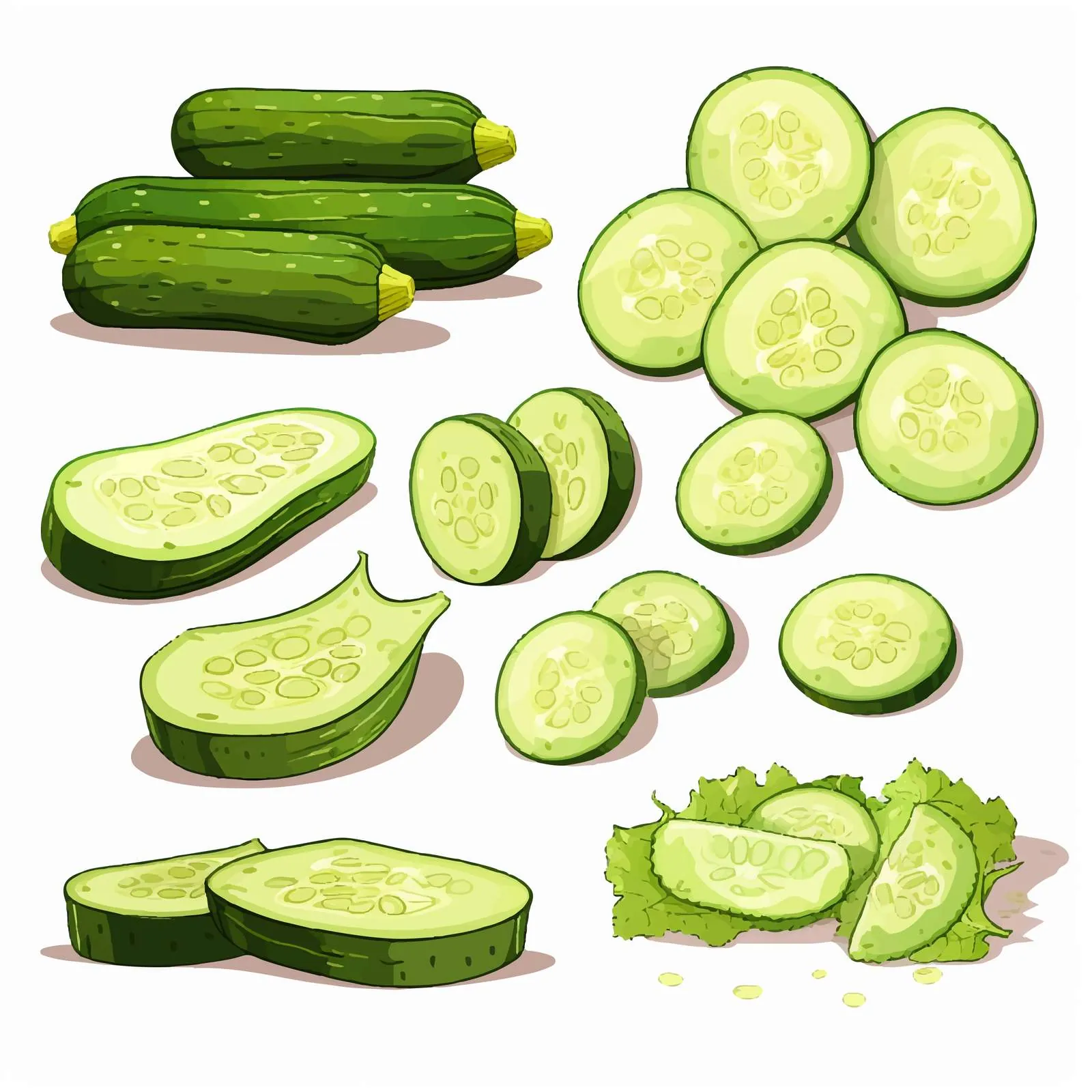 Fresh Cucumber Slices Vectors for Design — free download from Dotvec