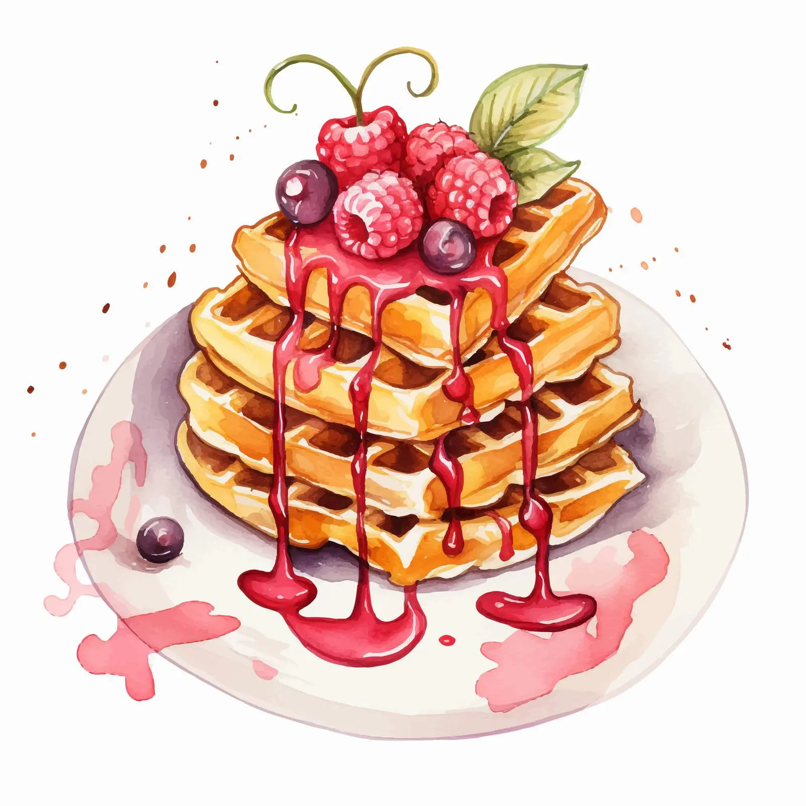 Delicious Fruit Waffles with Hand Lettering — free download from Dotvec