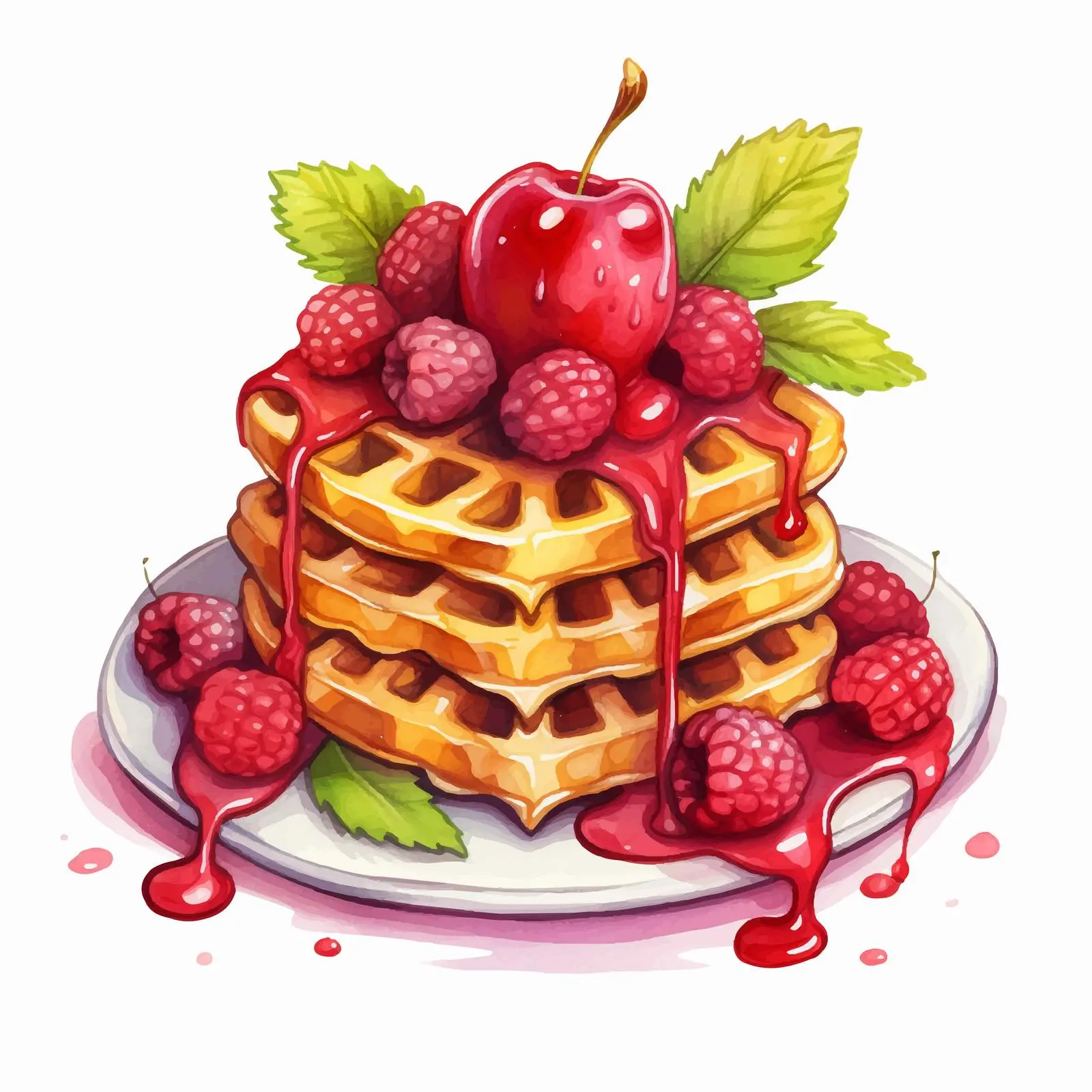 Delicious Fruit Waffles with Hand Lettering — free download from Dotvec