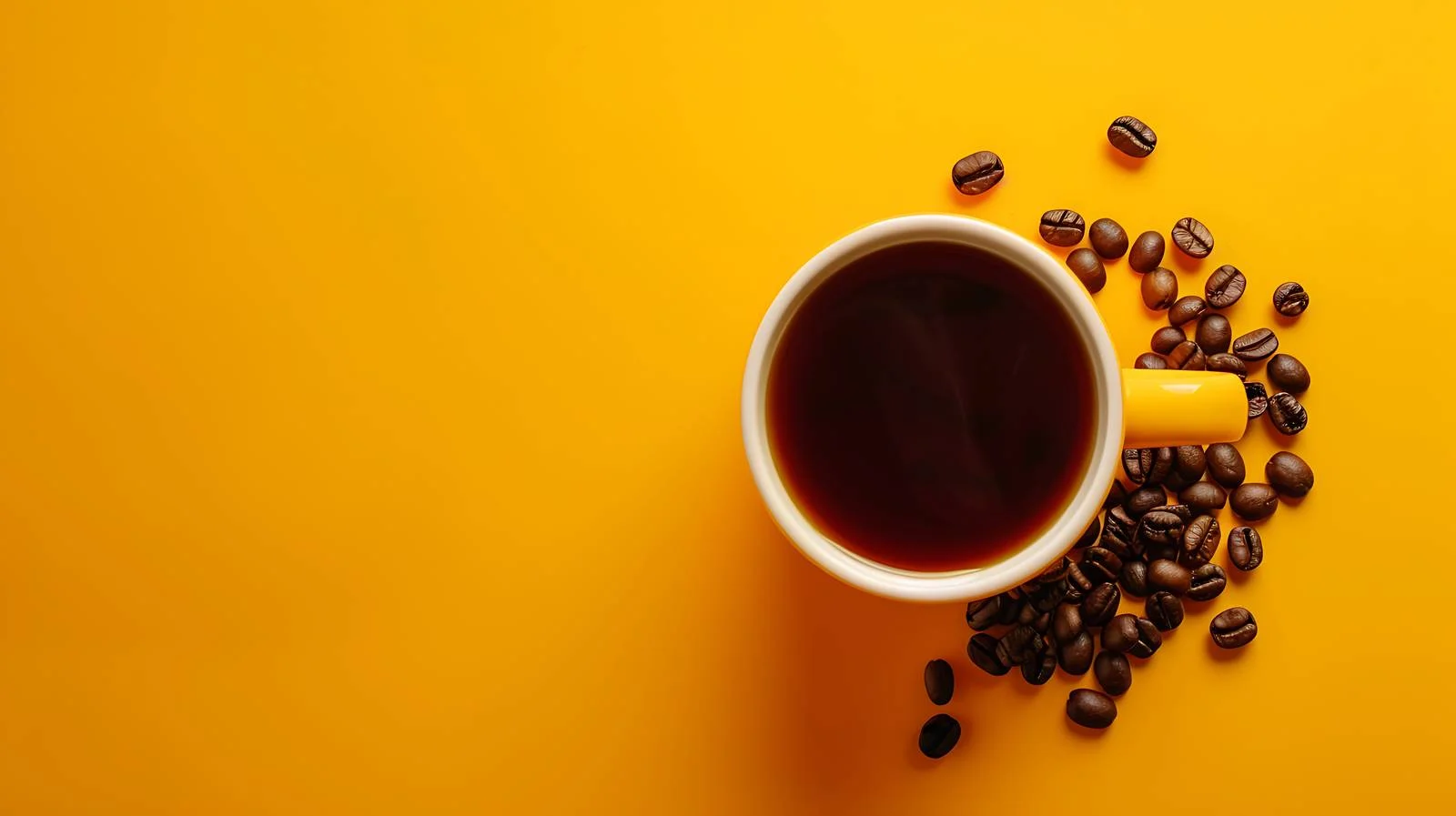 Coffee Cup Yellow Background Beans — free download from Dotvec