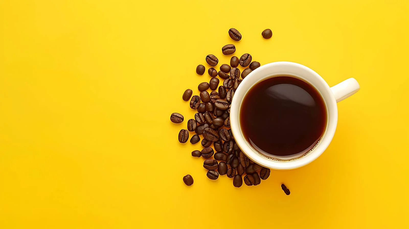Coffee Cup and Beans on Yellow Background — free download from Dotvec