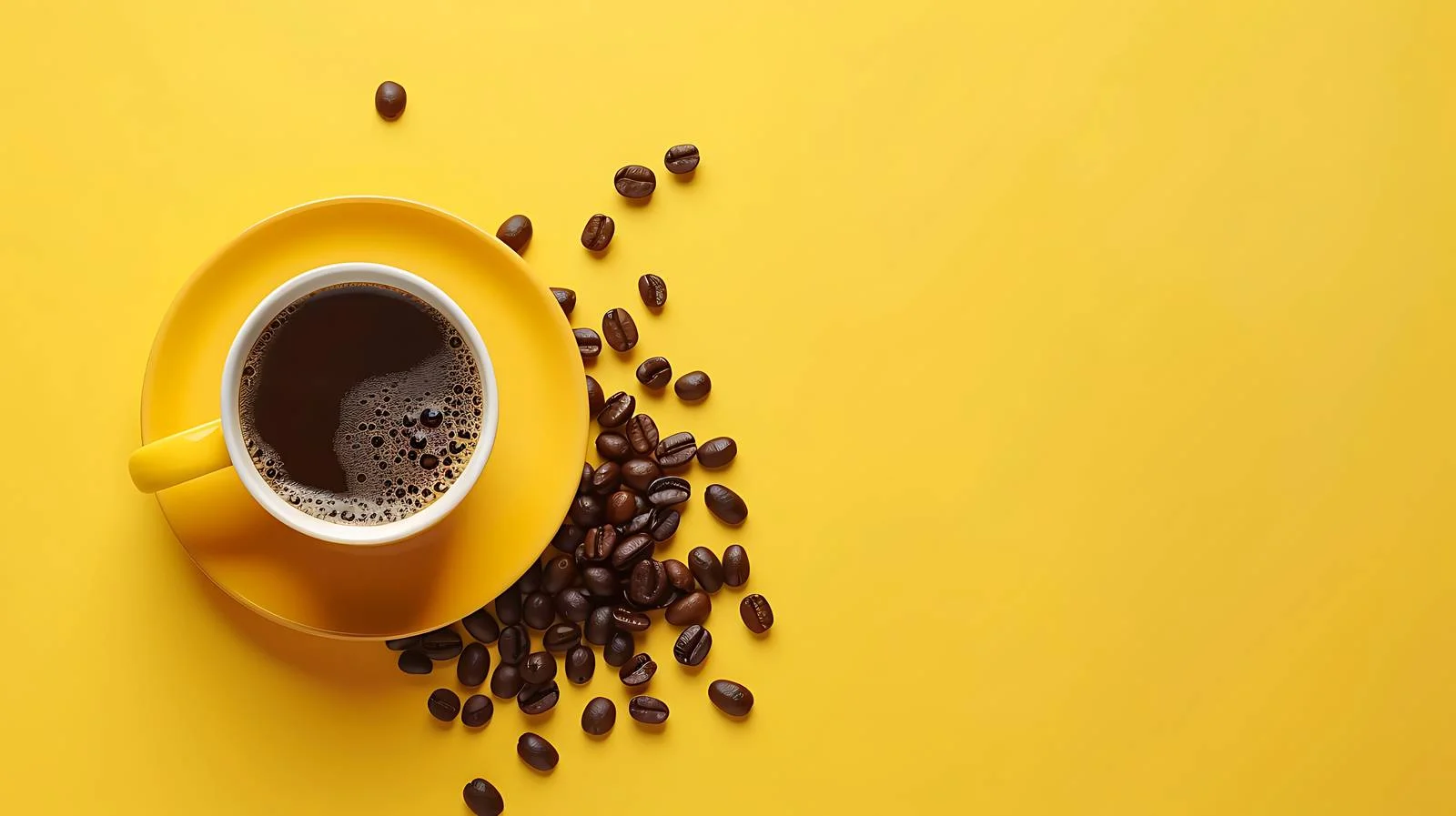 Coffee & Beans on Yellow Background — free download from Dotvec