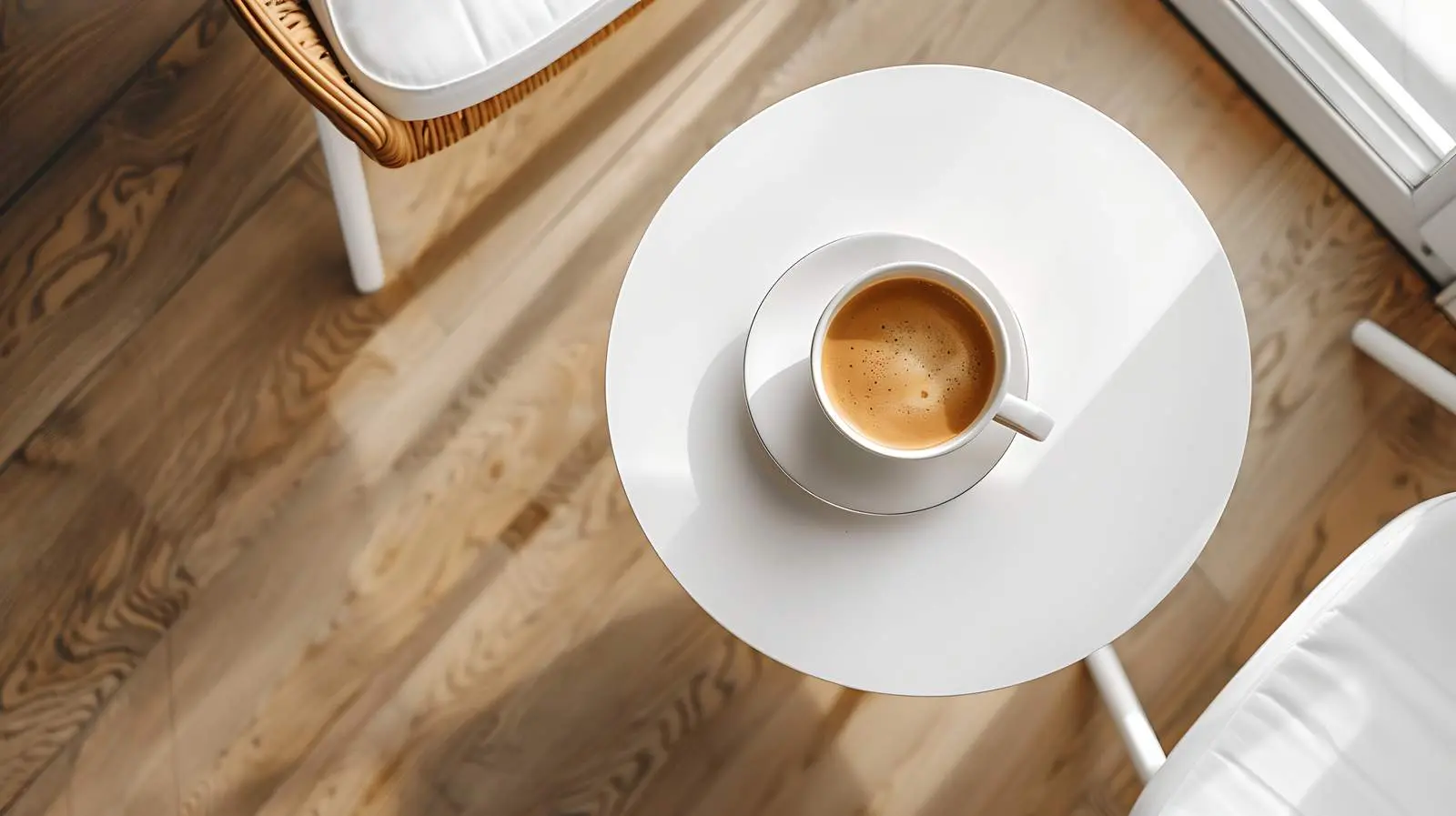 Coffee with Milk on White Table – free white table image from Dotvec